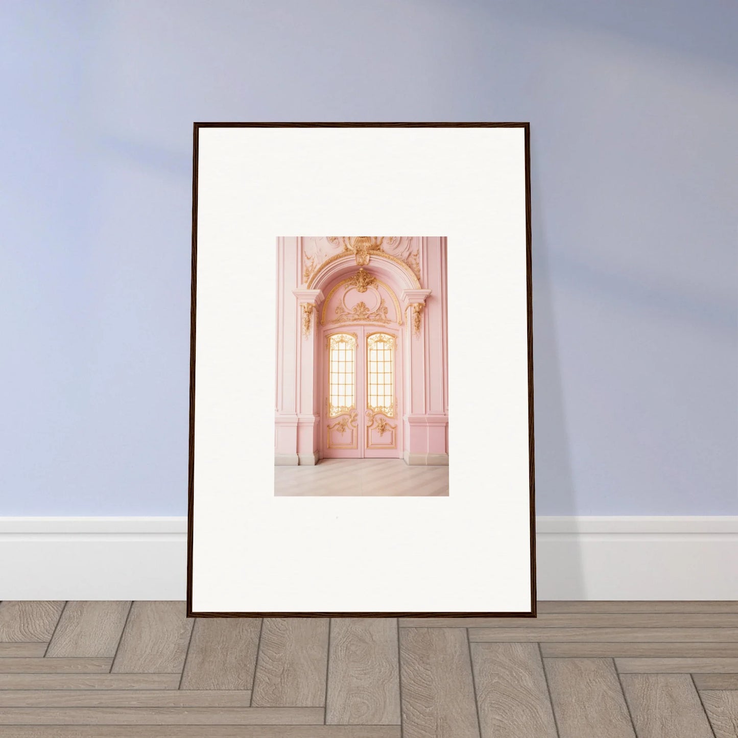 Framed wall art of ornate pink double doors in Ethereal Rose Haven special edition art™