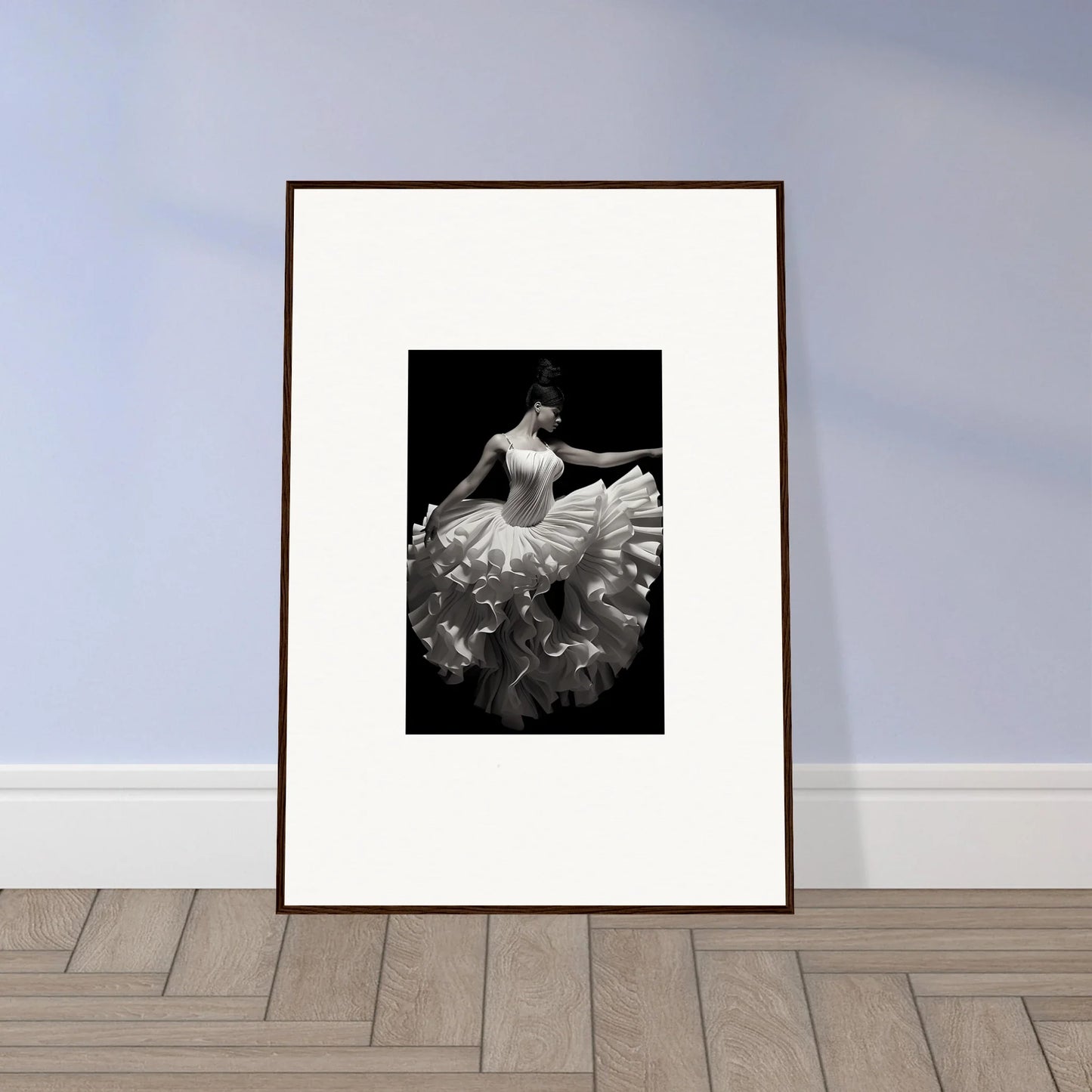 Framed black and white photo of a ballet dancer in Gossamer Velvet Waltz special edition art
