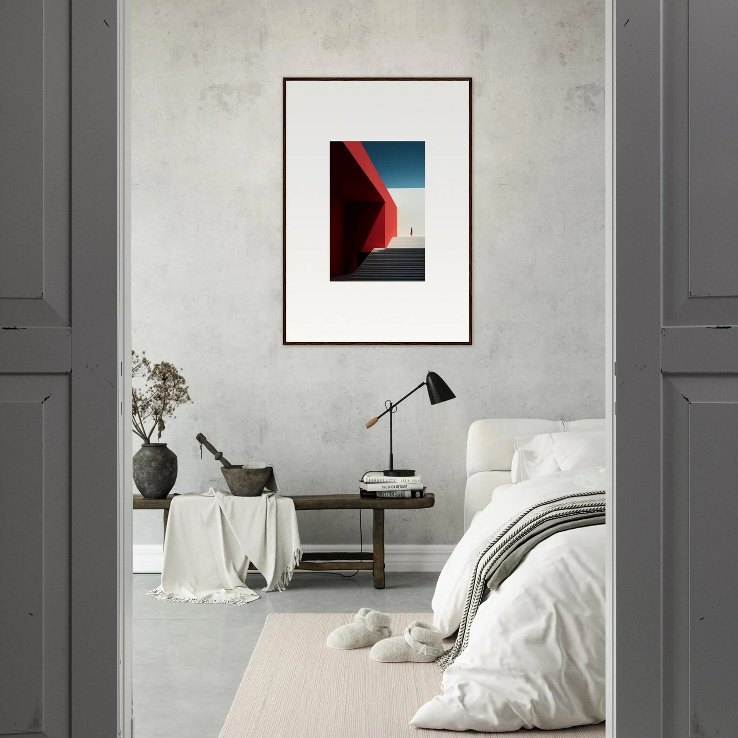 Framed wall art of red architecture against blue sky for Mesa Quizzes Cascades