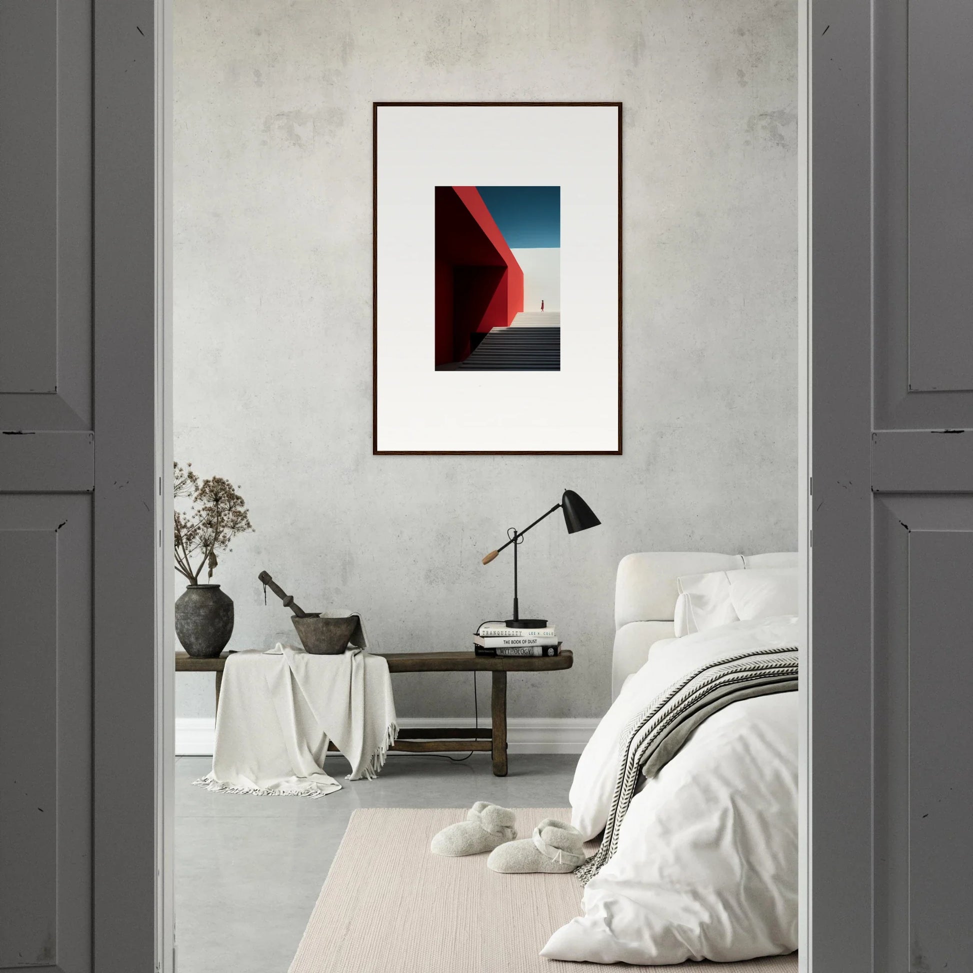 Framed wall art of red architecture against blue sky for Mesa Quizzes Cascades