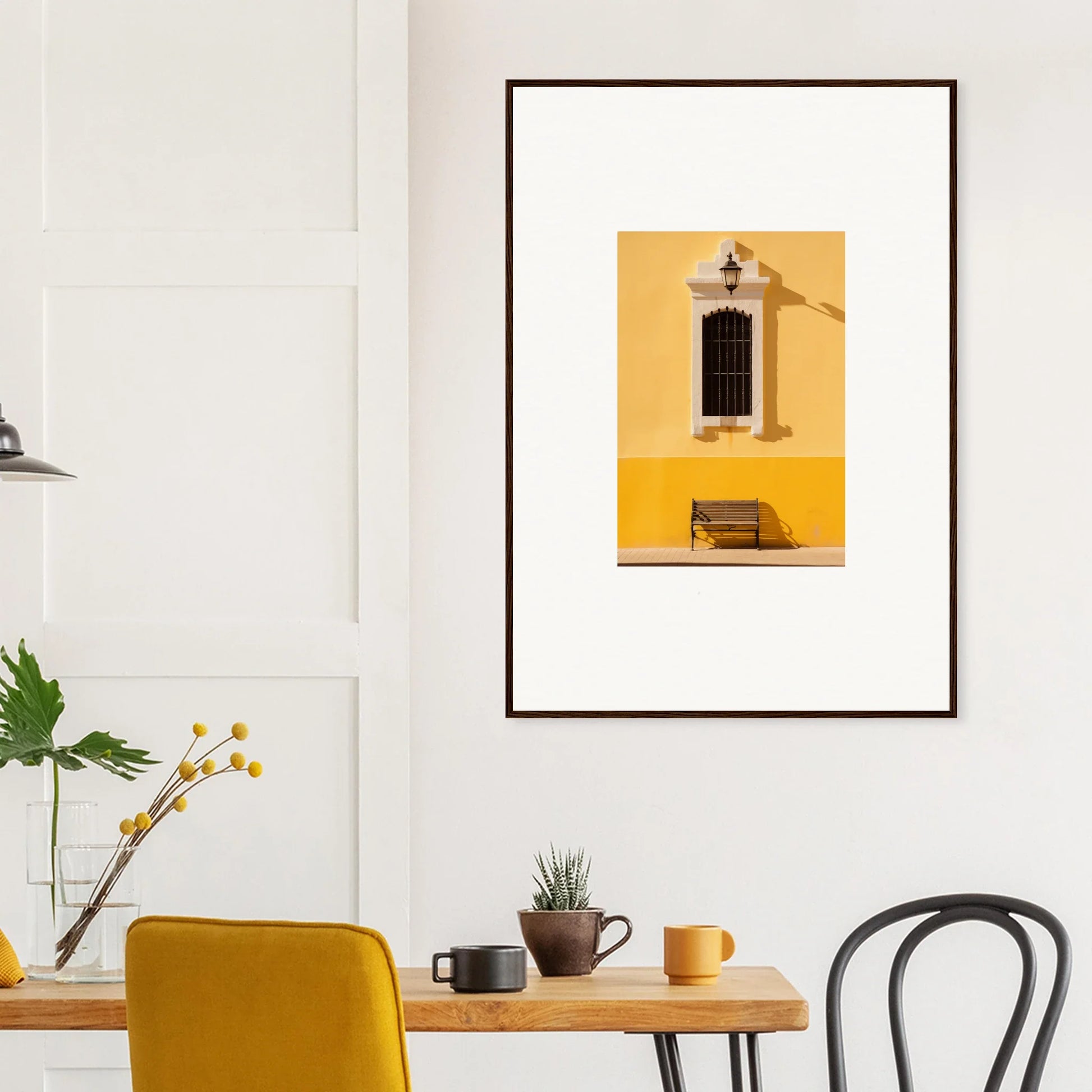 Framed photograph of a yellow wall with a window for Six-light Cult Optionsky art