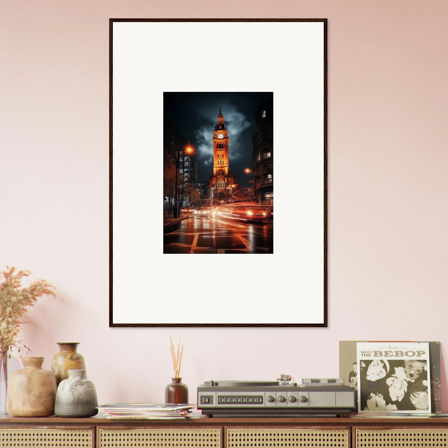 Framed photograph of Big Ben at night with traffic light trails for Venomous Clocklight Nrtabbat