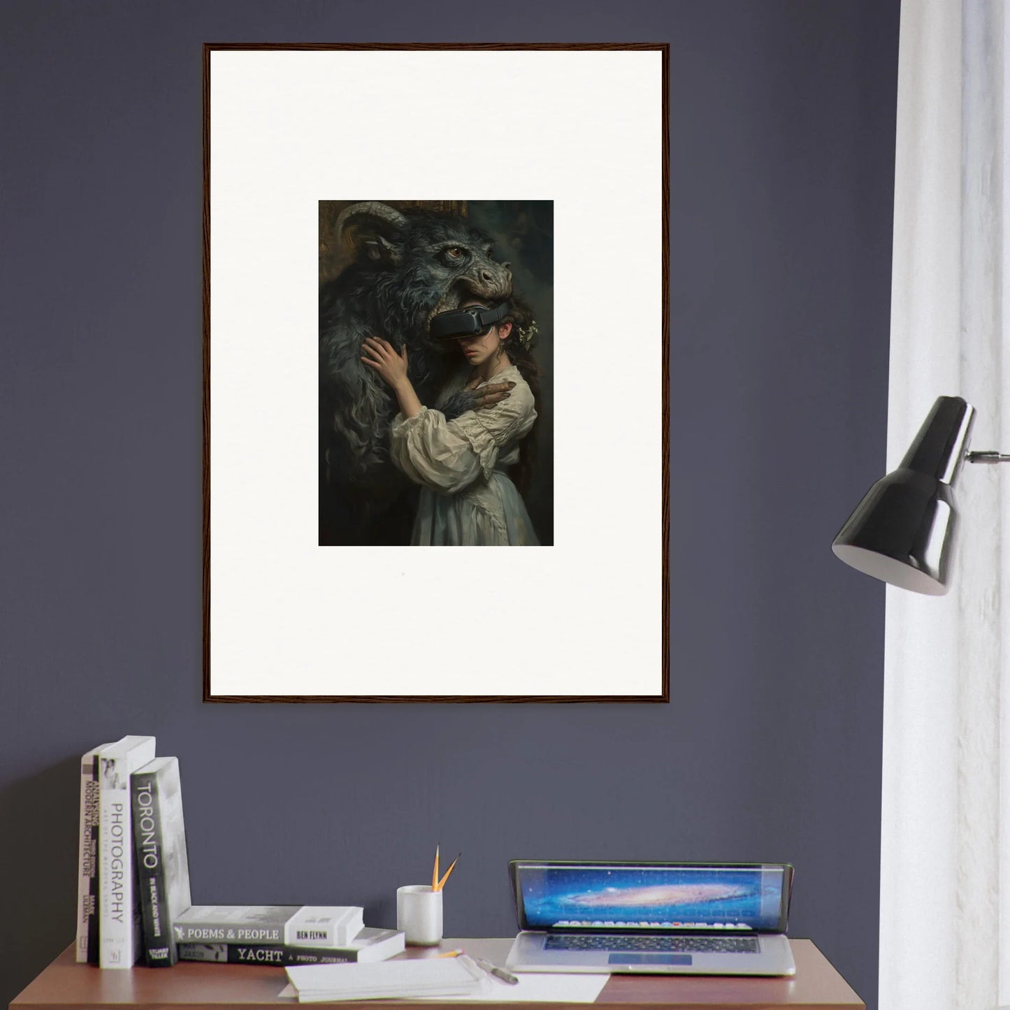 Framed Love, Reality Monster special edition art™ of a figure in white exhaling smoke