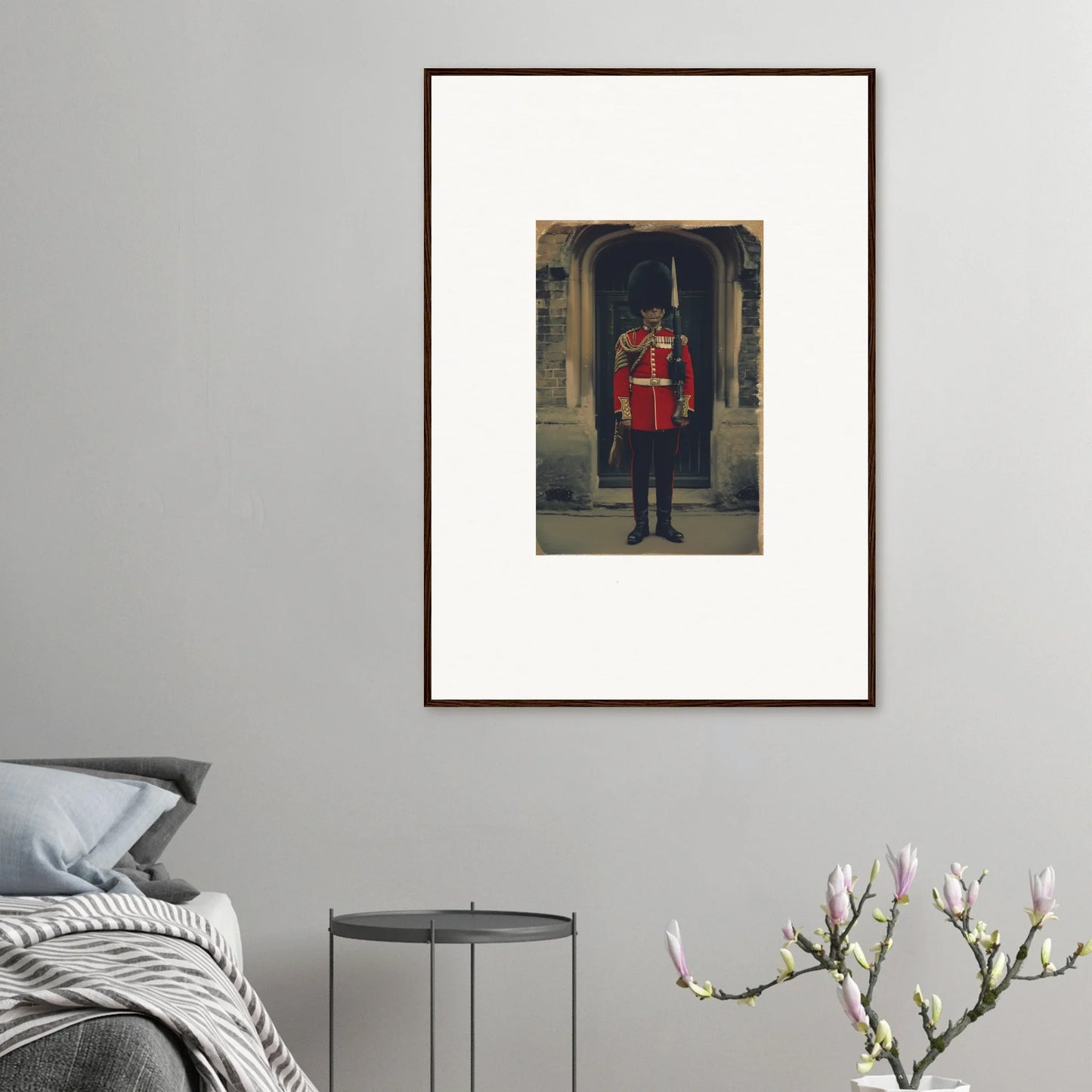 Framed photo of a Queen’s Guard in red uniform from Solstice Brickbeard Visitor