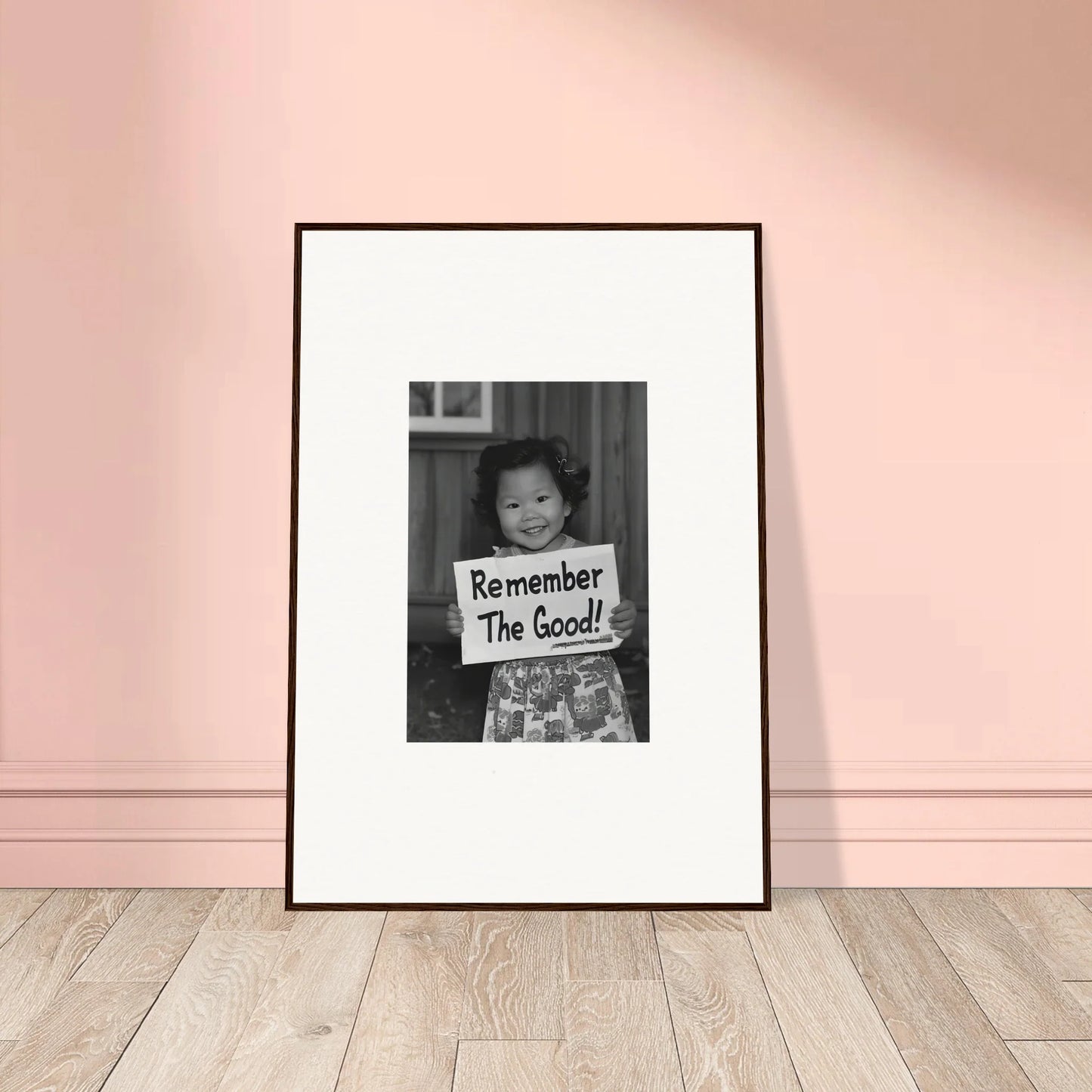 Framed black and white wall art featuring Remember The Good from Essence Savor Whispers
