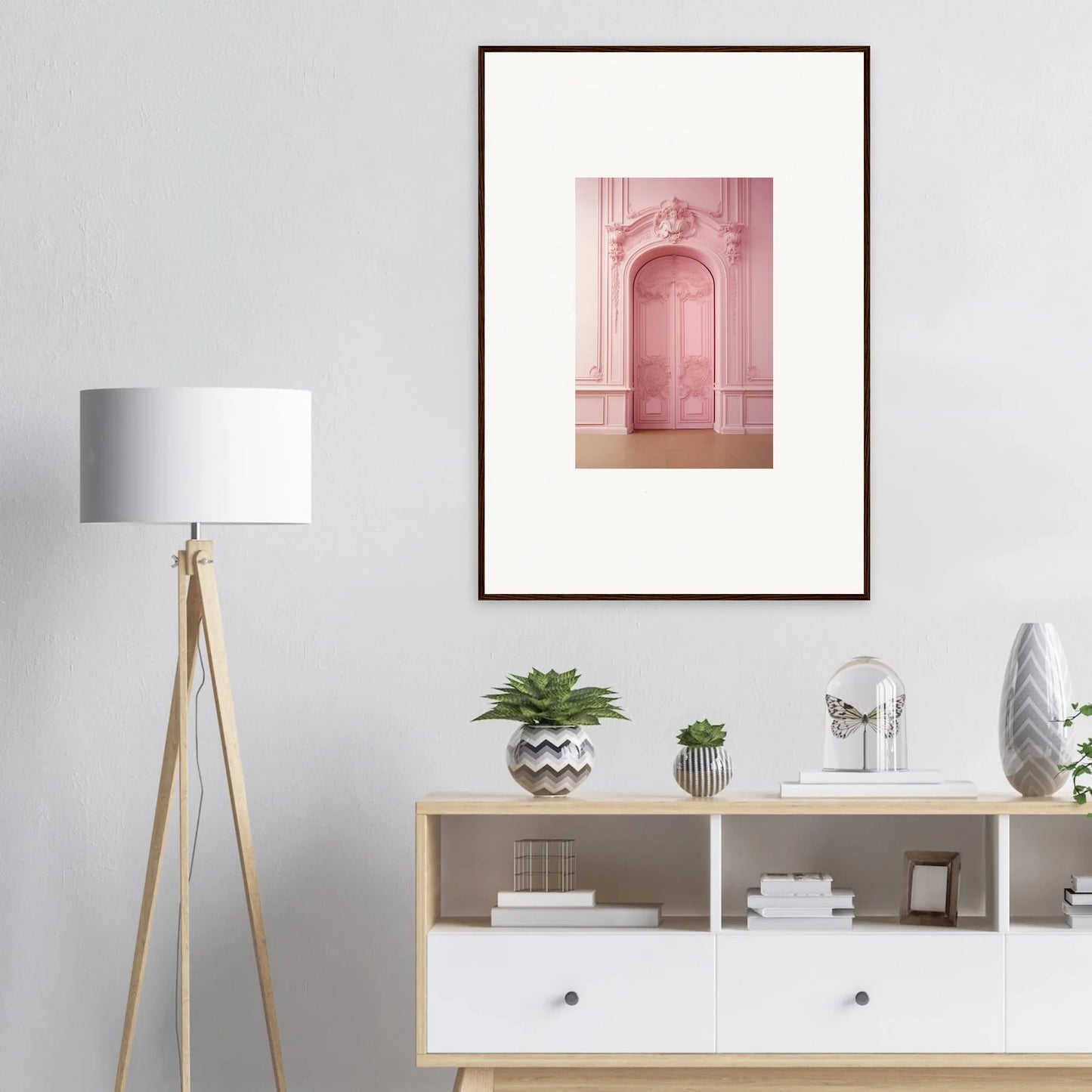 Framed pink photograph of an ornate doorway for Gentle Whims Myths special edition art™