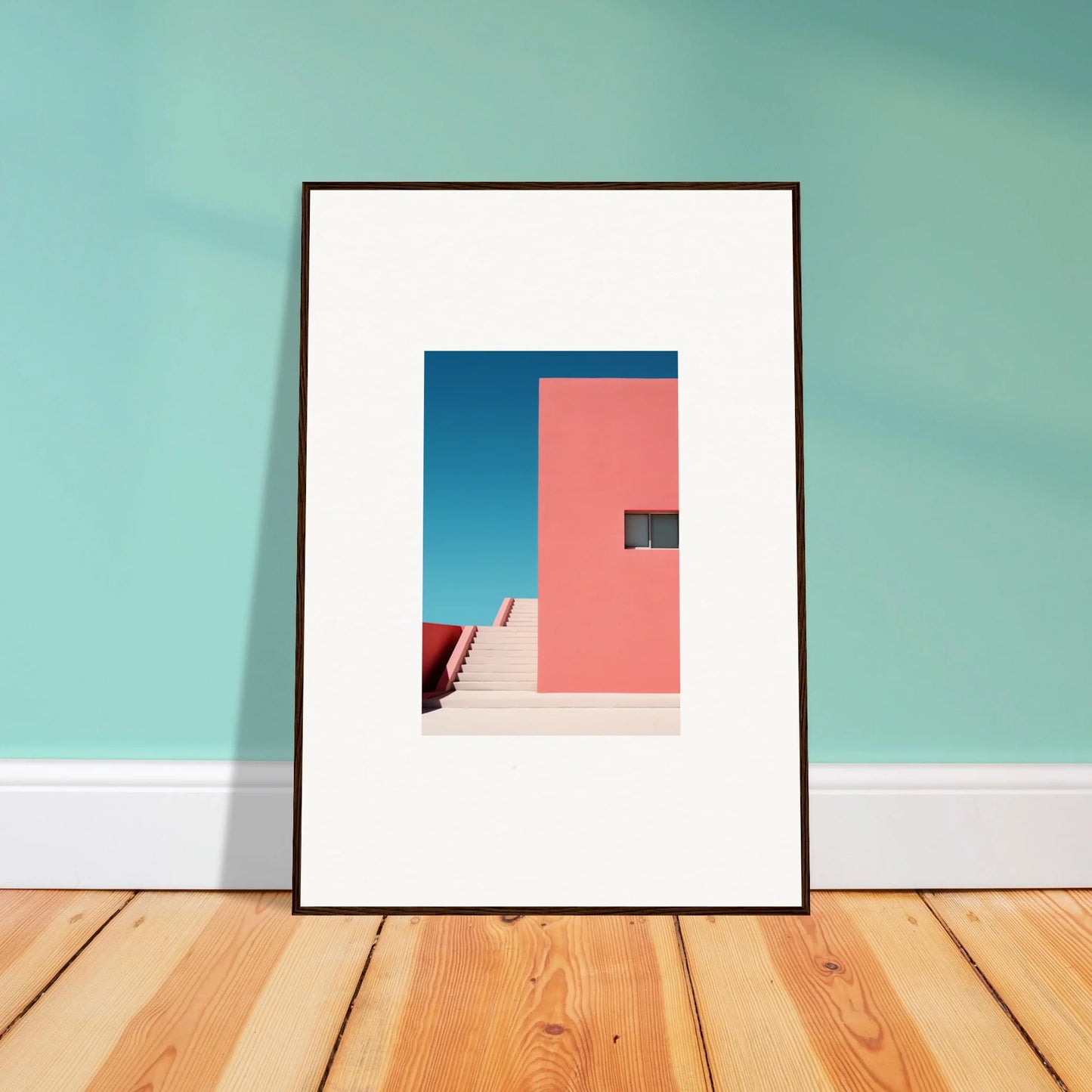 Framed wall art of a pink wall against a blue sky for Cerulean Dream Ickles