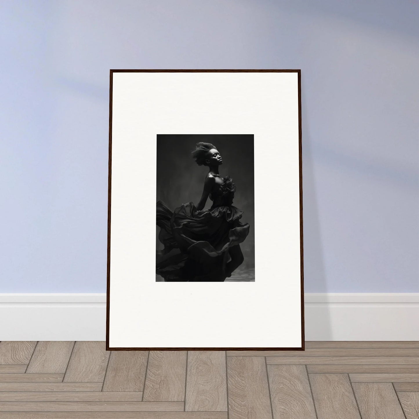 Framed black and white Veiled Nigretto Whispers special edition art™ with dark frame