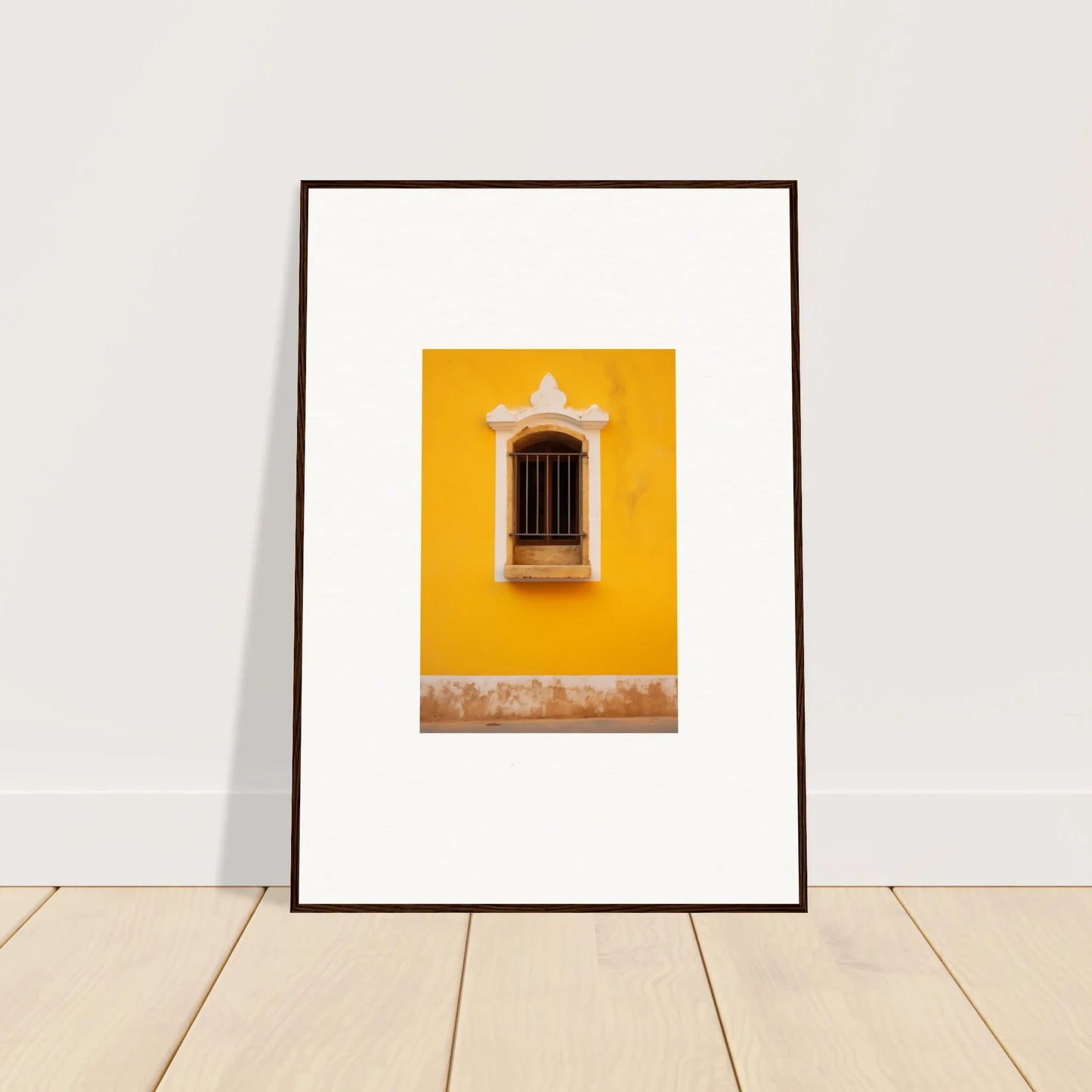 Framed art of a colorful window on yellow wall from Daisy Dreamgate Portal special edition