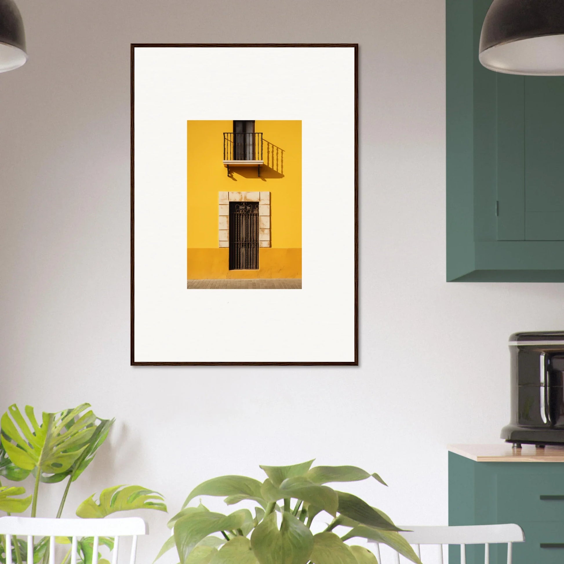 Framed photo of a yellow building in Sun Custard Symphonies special edition art™