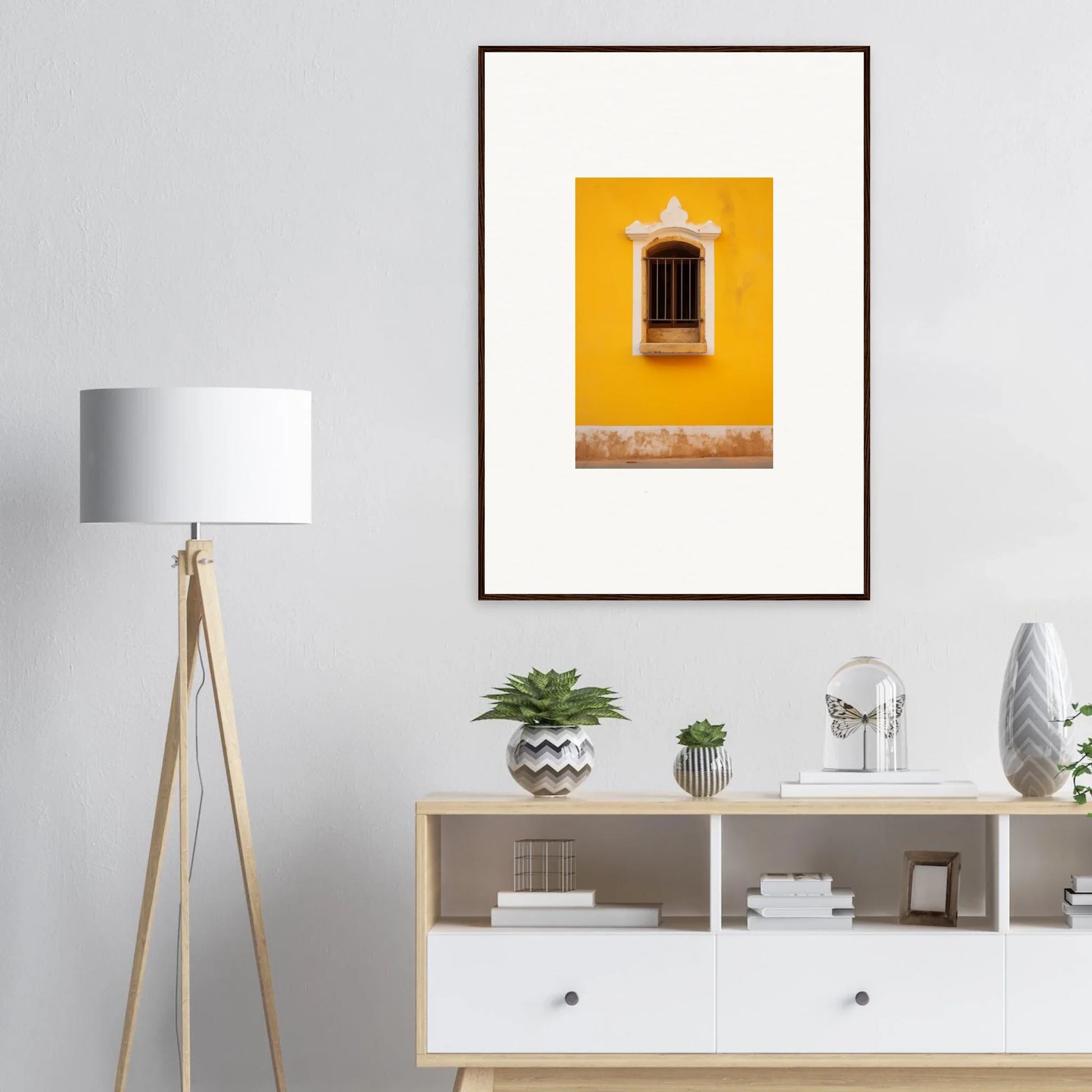 Framed photo of a yellow wall with a window from Daisy Dreamgate Portal special edition art™