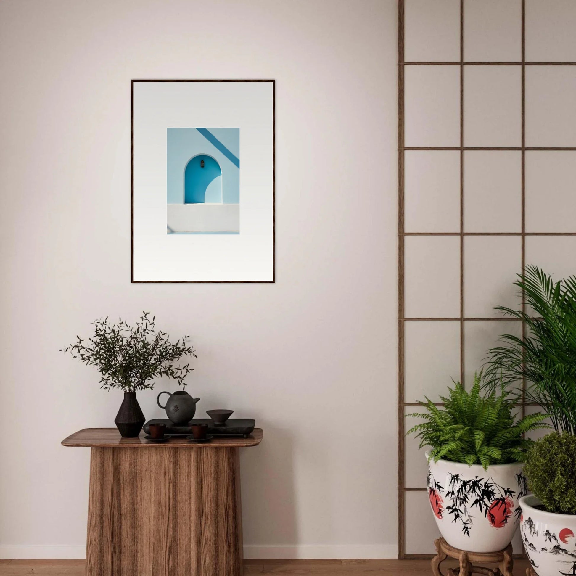 Framed wall art of a blue archway in Elusive Solitude Clarity special edition art™
