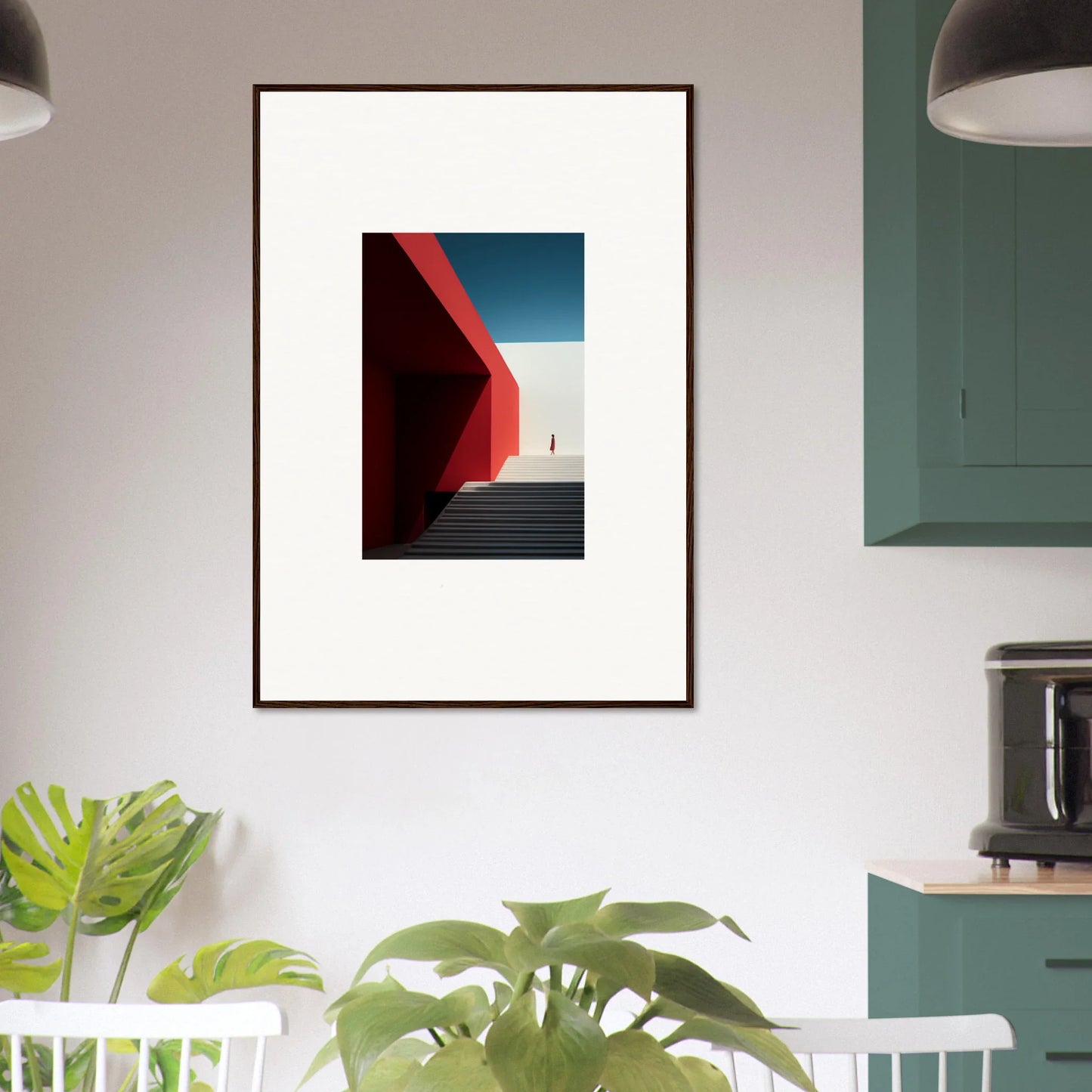 Framed wall art of a red wall and blue sky for Mesa Quizzes Cascades collection