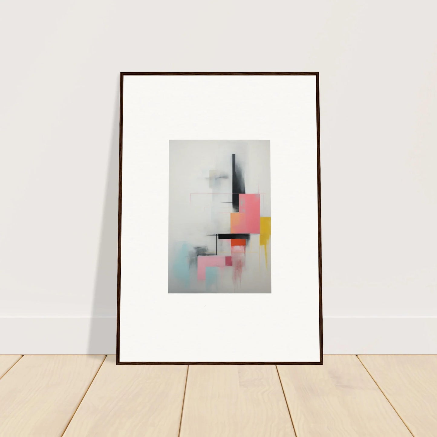 Framed wall art featuring Ethereal Chrome Juxtaposition with bold geometric shapes