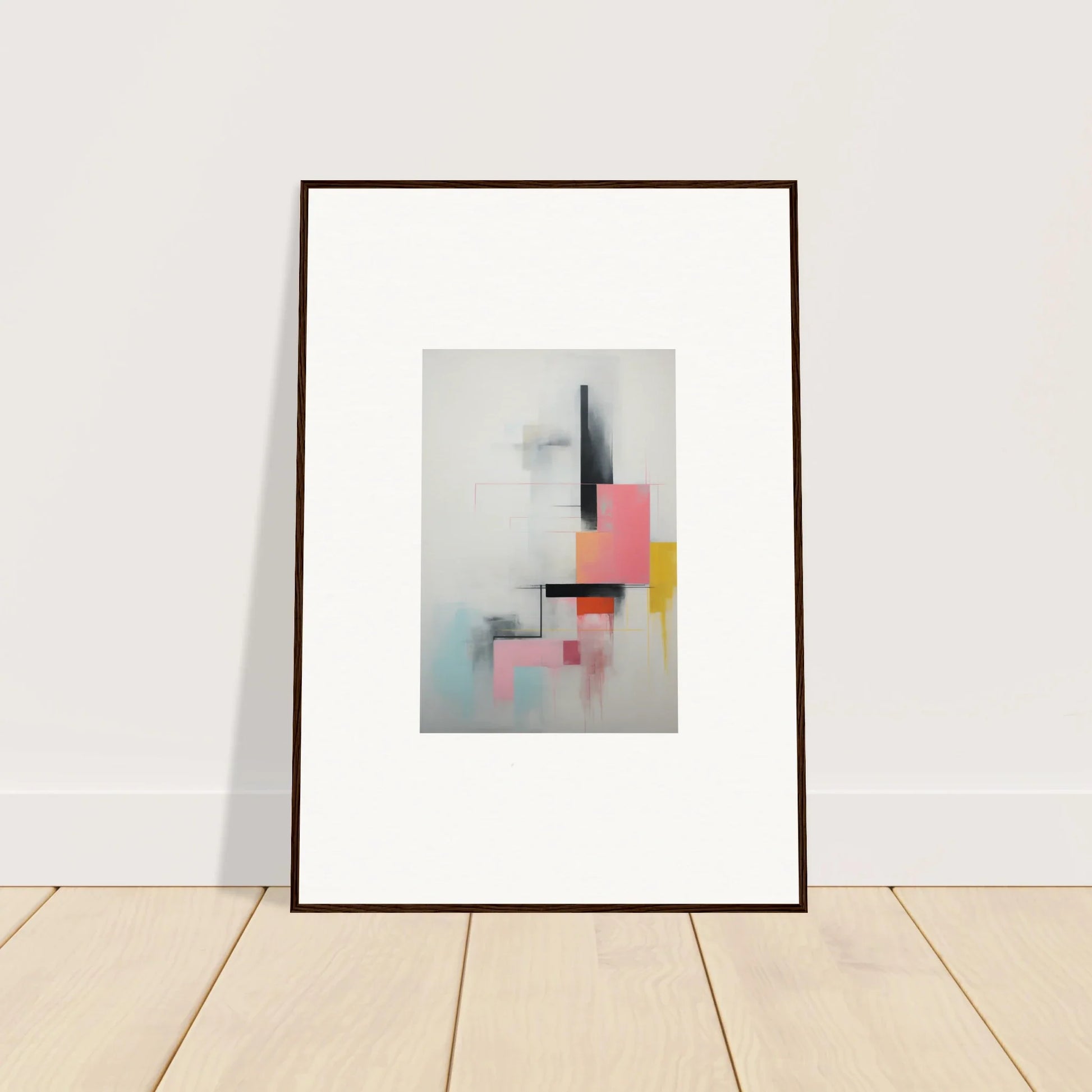 Framed wall art featuring Ethereal Chrome Juxtaposition with bold geometric shapes