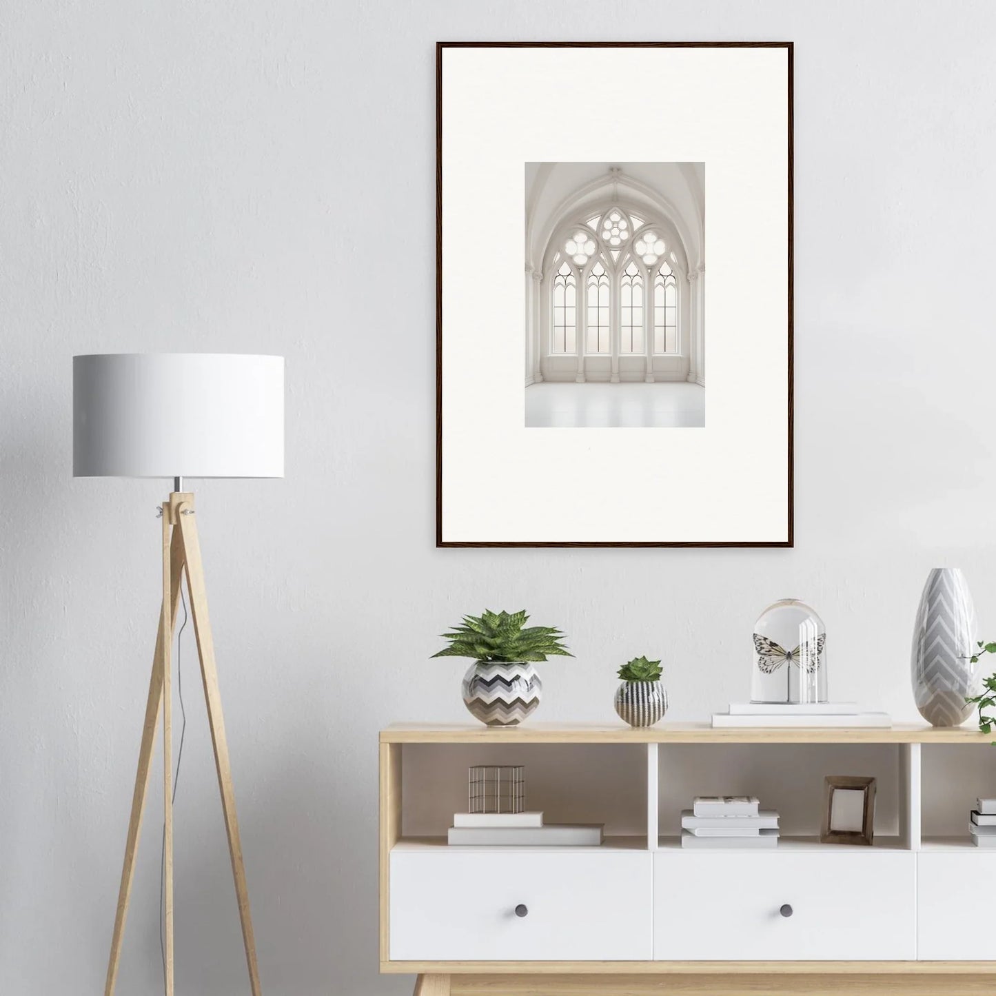 Framed black and white Gothic church window in Ethereal Light Elegy special edition art™