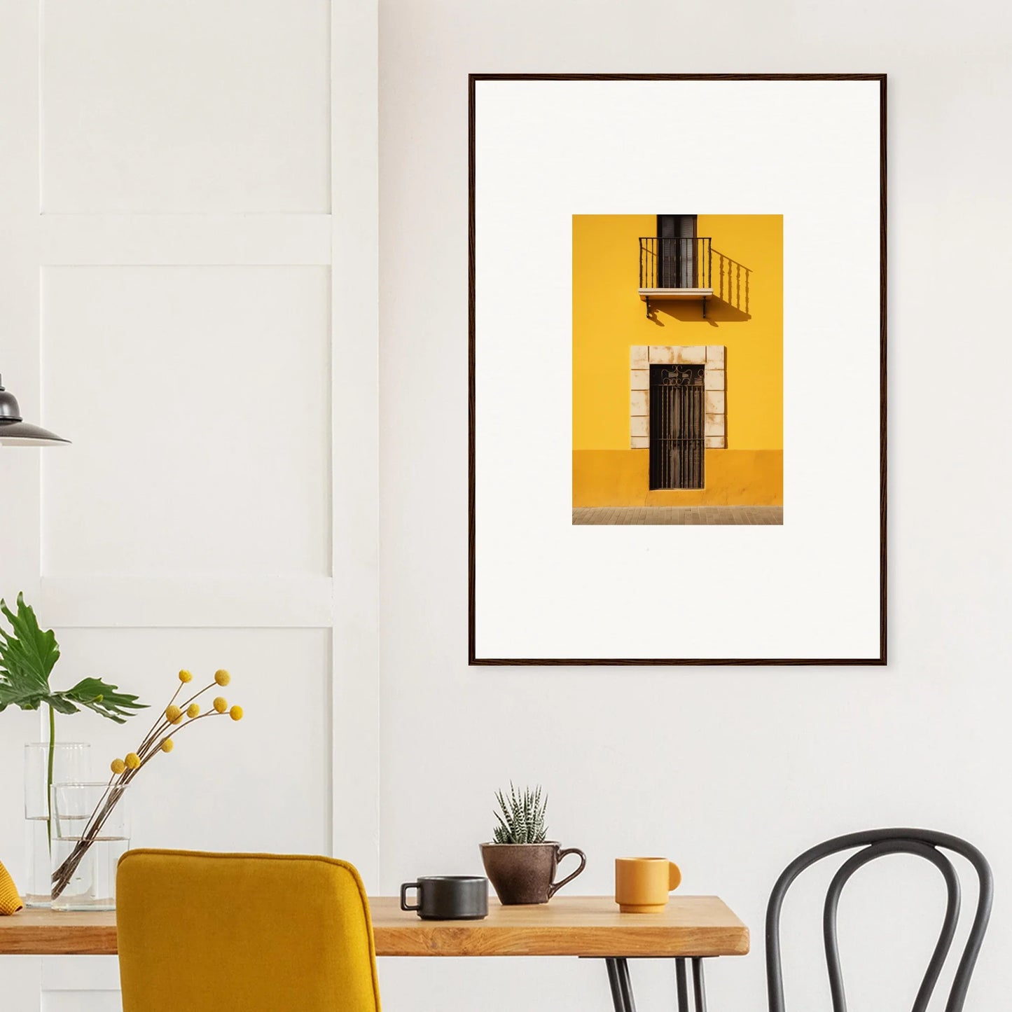 Framed photo of bright yellow building in Sun Custard Symphonies special edition art™