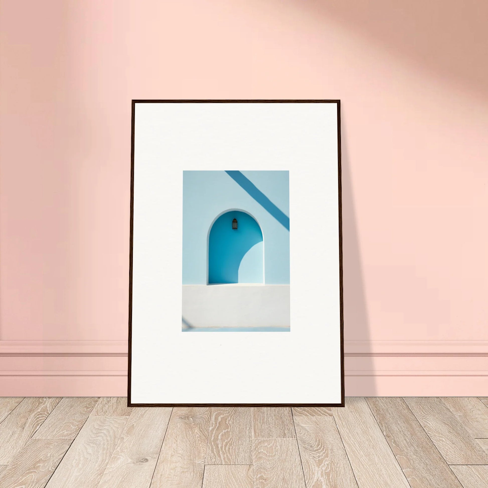 Framed wall art of a turquoise arched doorway for Elusive Solitude Clarity
