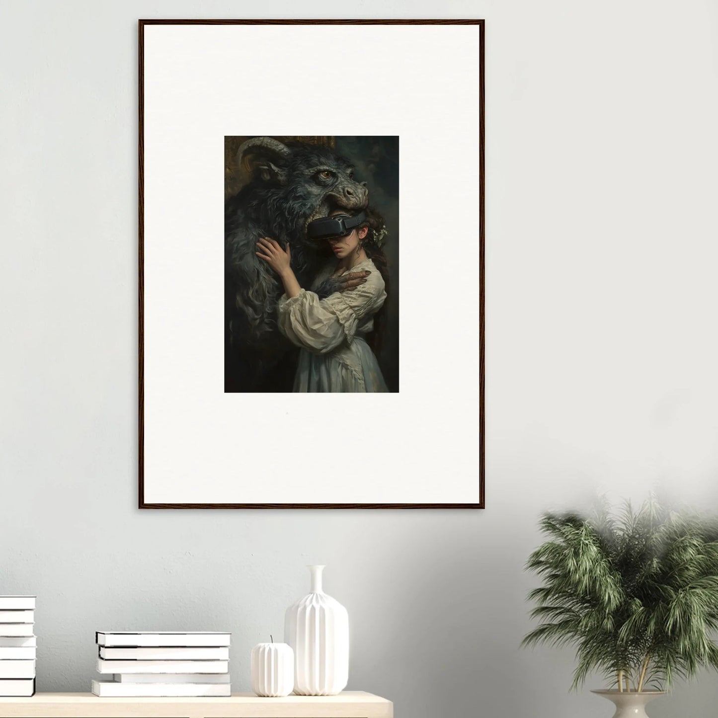Framed artwork of a figure in white on dark backdrop from Love, Reality Monster special edition art™