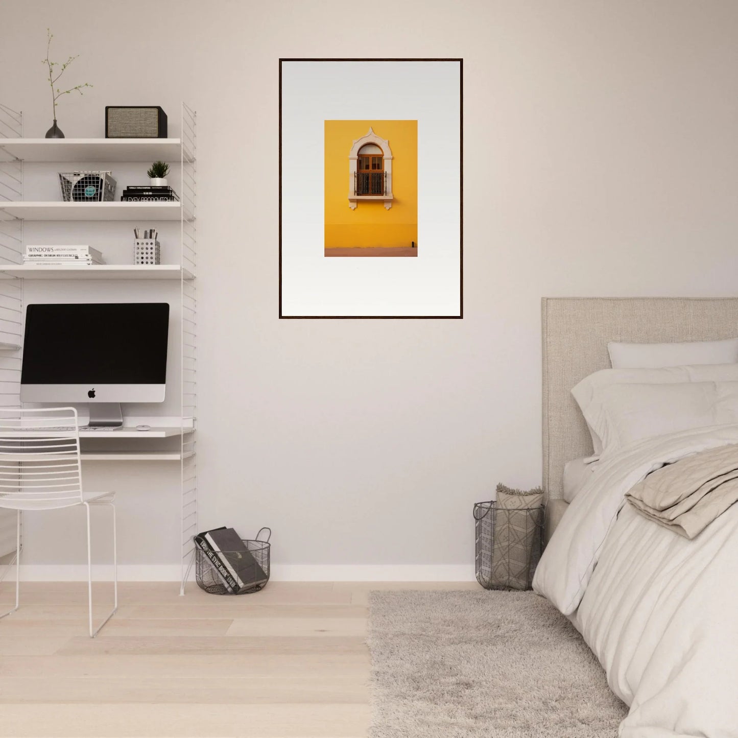 Framed photo of a yellow wall and arched window from Golden Portal Reverie art