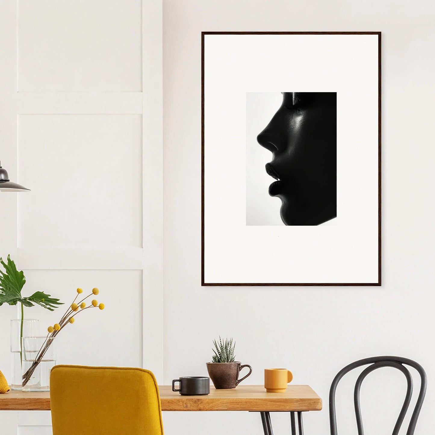 Stylish black and white profile silhouette in a frame, Eloquent Shadow Euphoria art