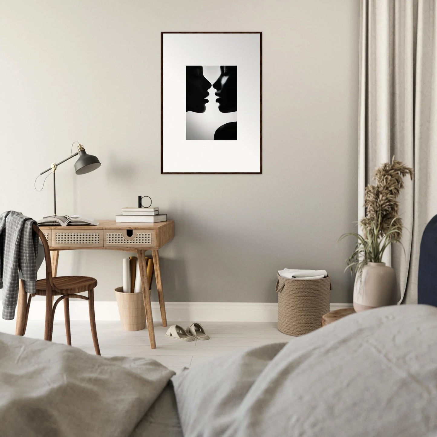 Minimalist black and white silhouette artwork of two profiles for Sables Dance special edition art™
