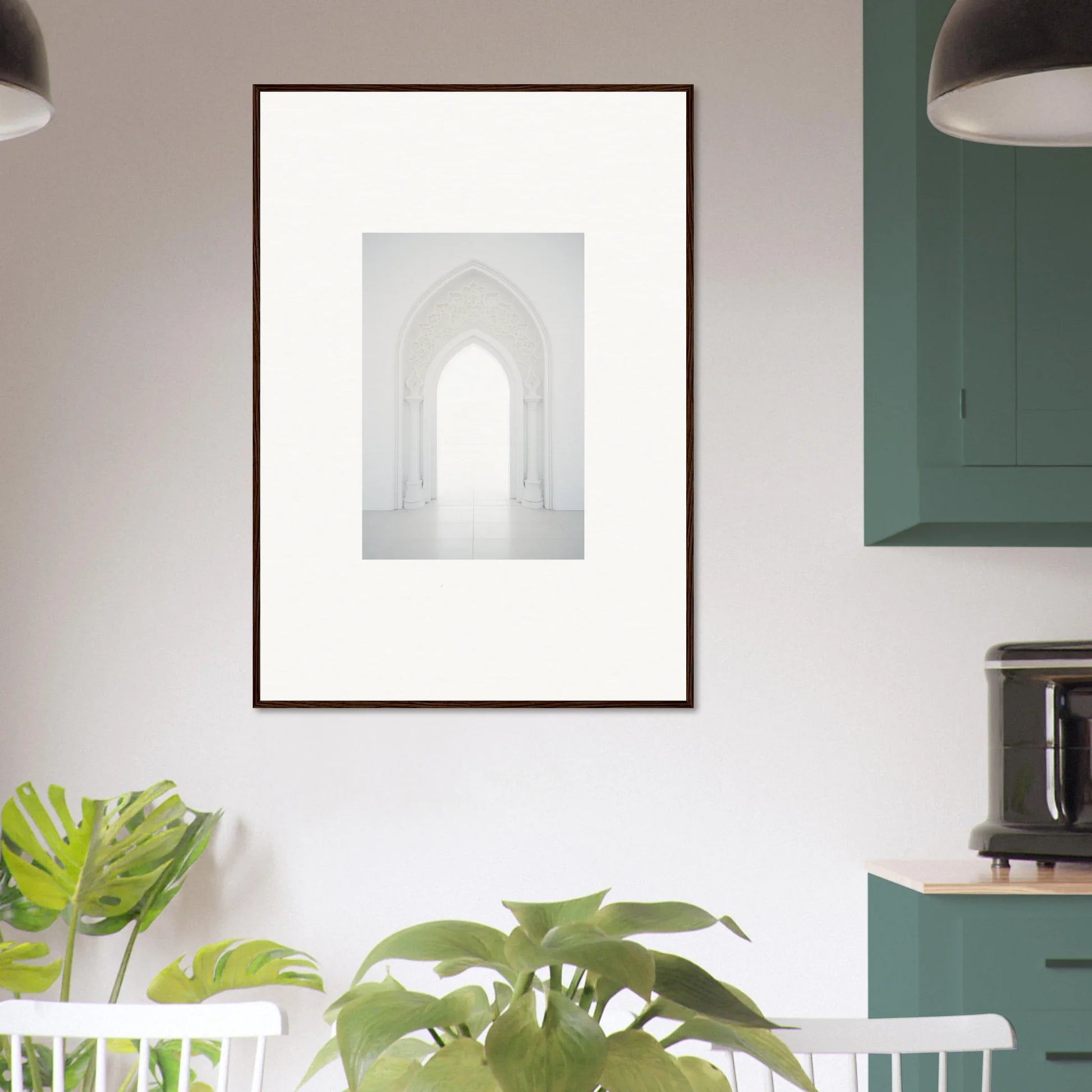 Framed black and white hallway photo from Meditative Nova Portal special edition art™