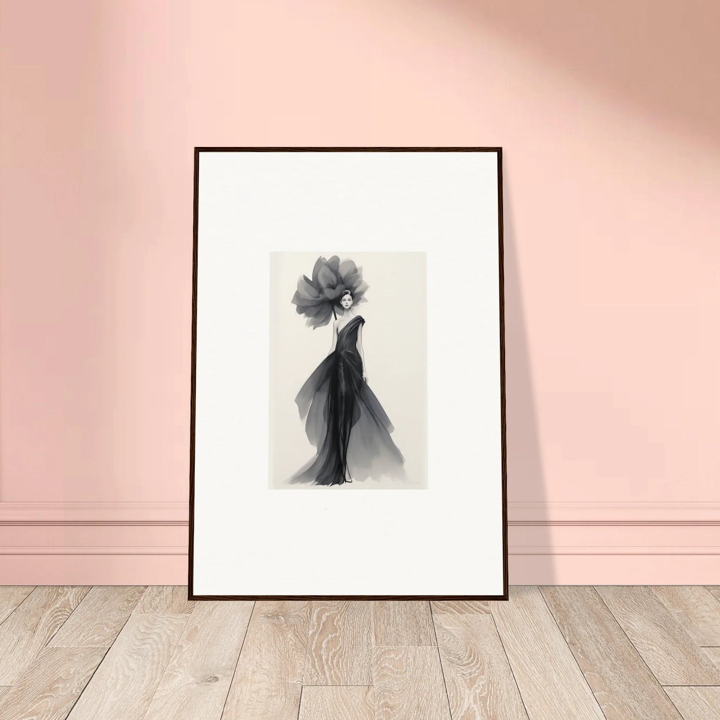 Black and white framed art print of Abstract Figure for Curtain Bloom Dance special edition