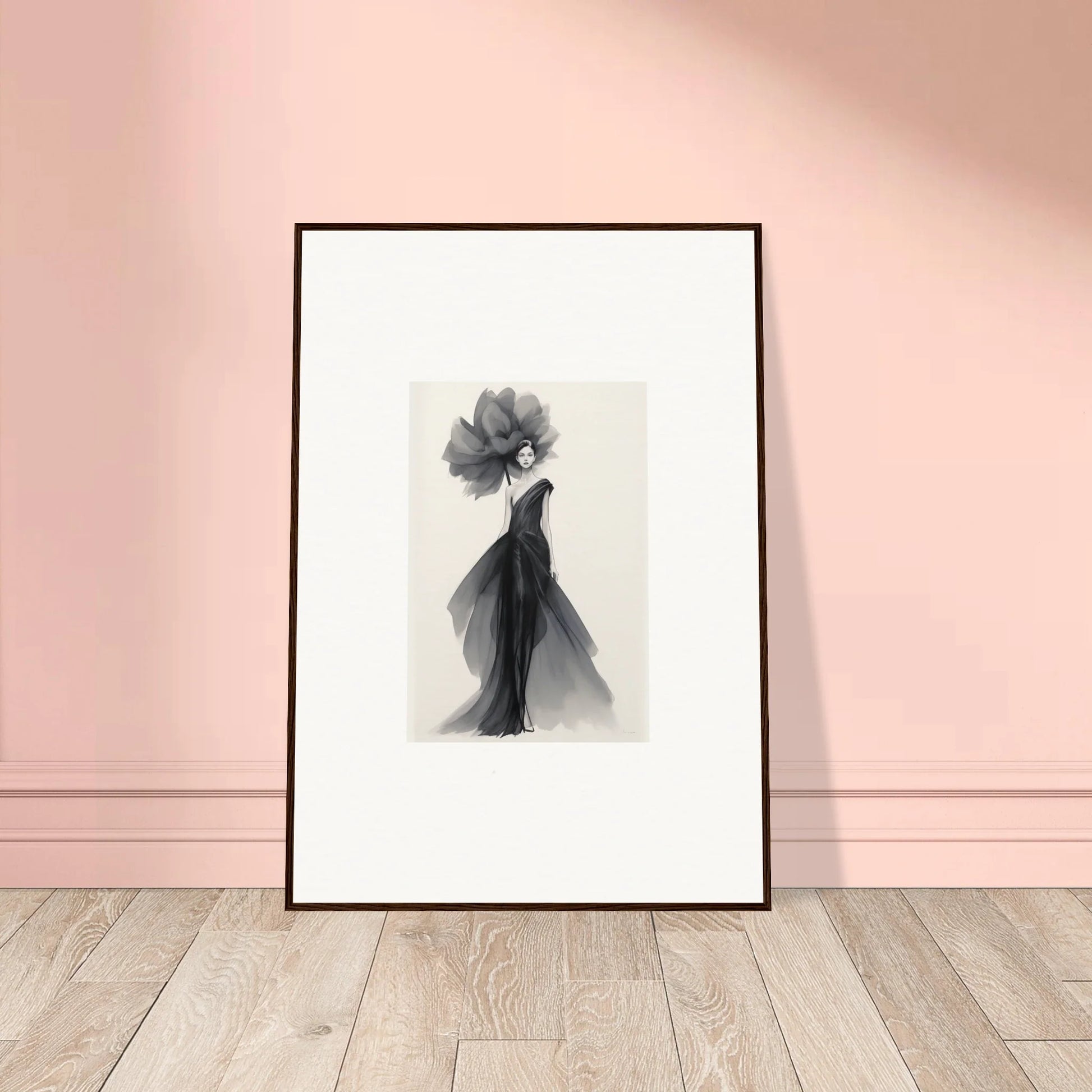 Black and white framed art print of Abstract Figure for Curtain Bloom Dance special edition