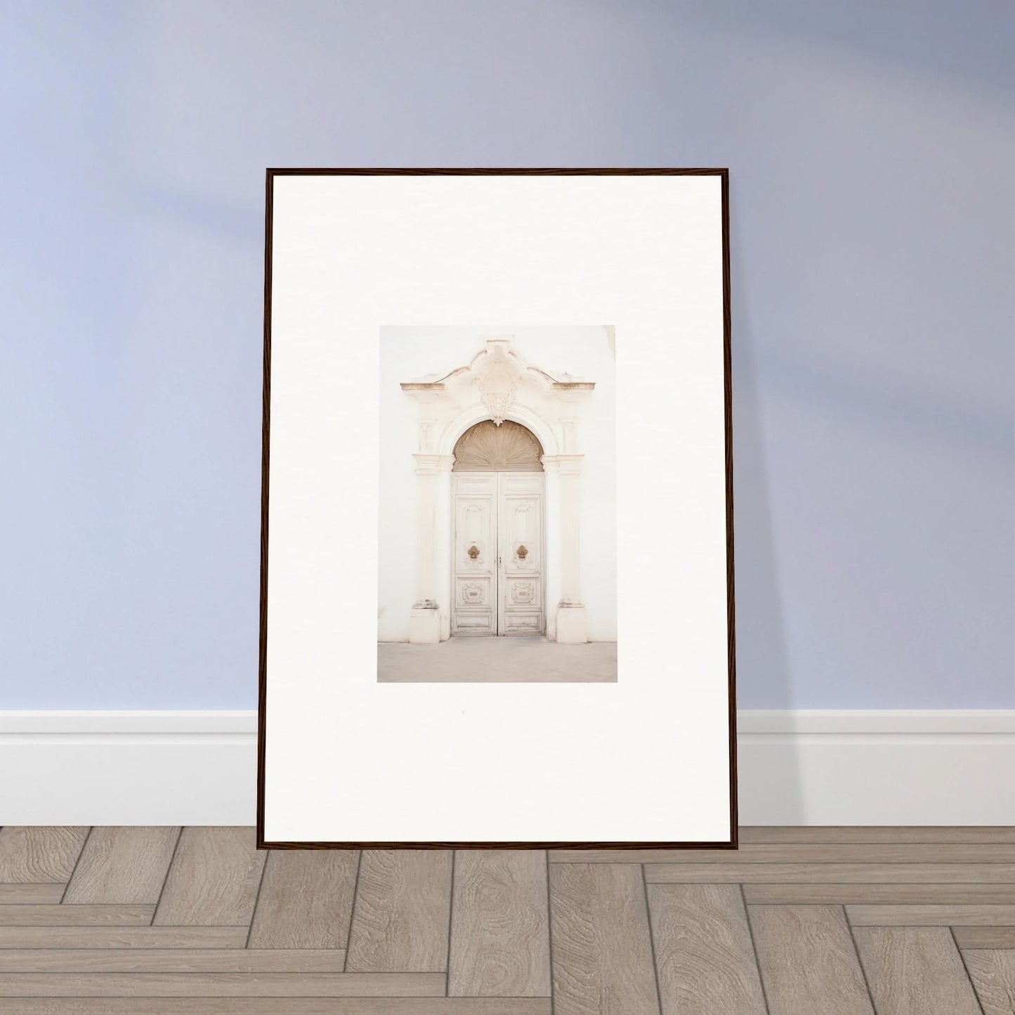 Framed wall art of a white arched doorway in Faded Elegance Whispers special edition