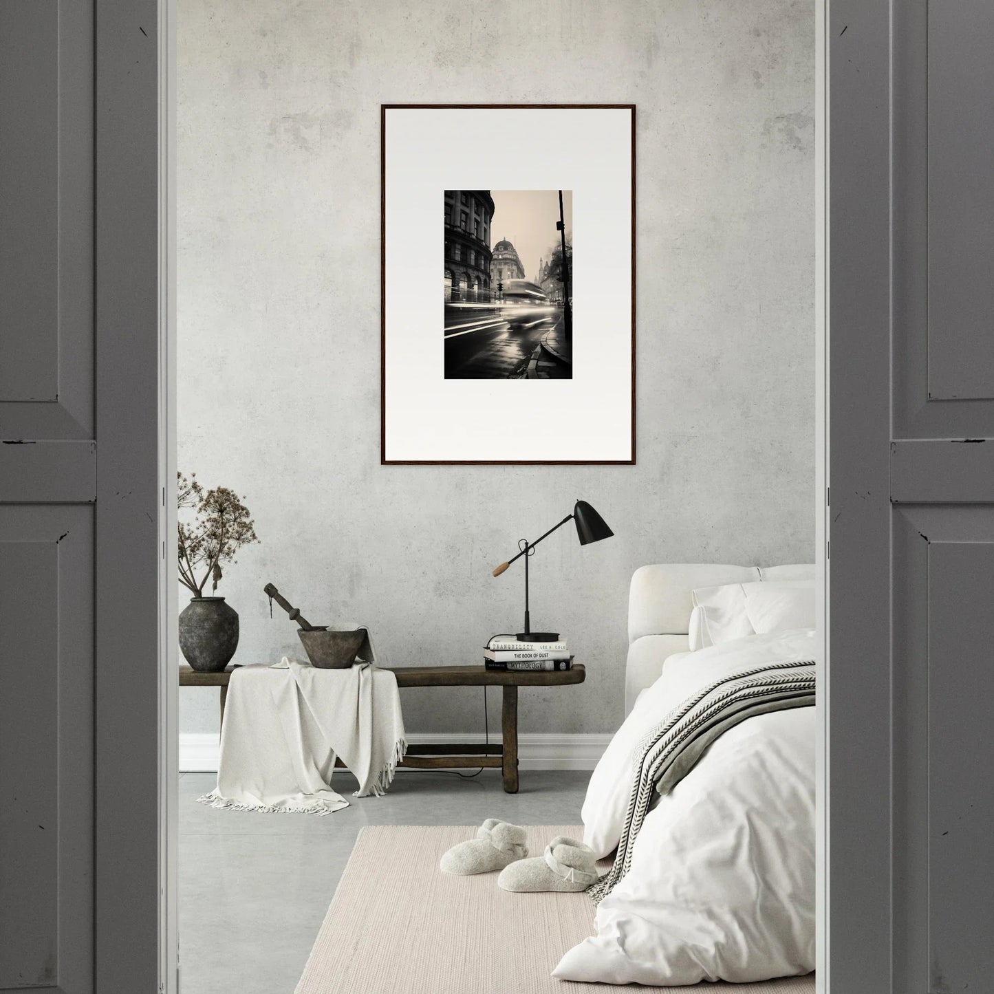 Framed black and white Eiffel Tower photo for Ethereal Citypulse Reverie art™