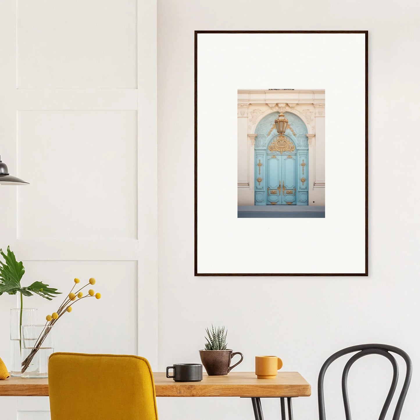 Framed poster of ornate light blue door in Ethereal Thresholding Gate special edition art™