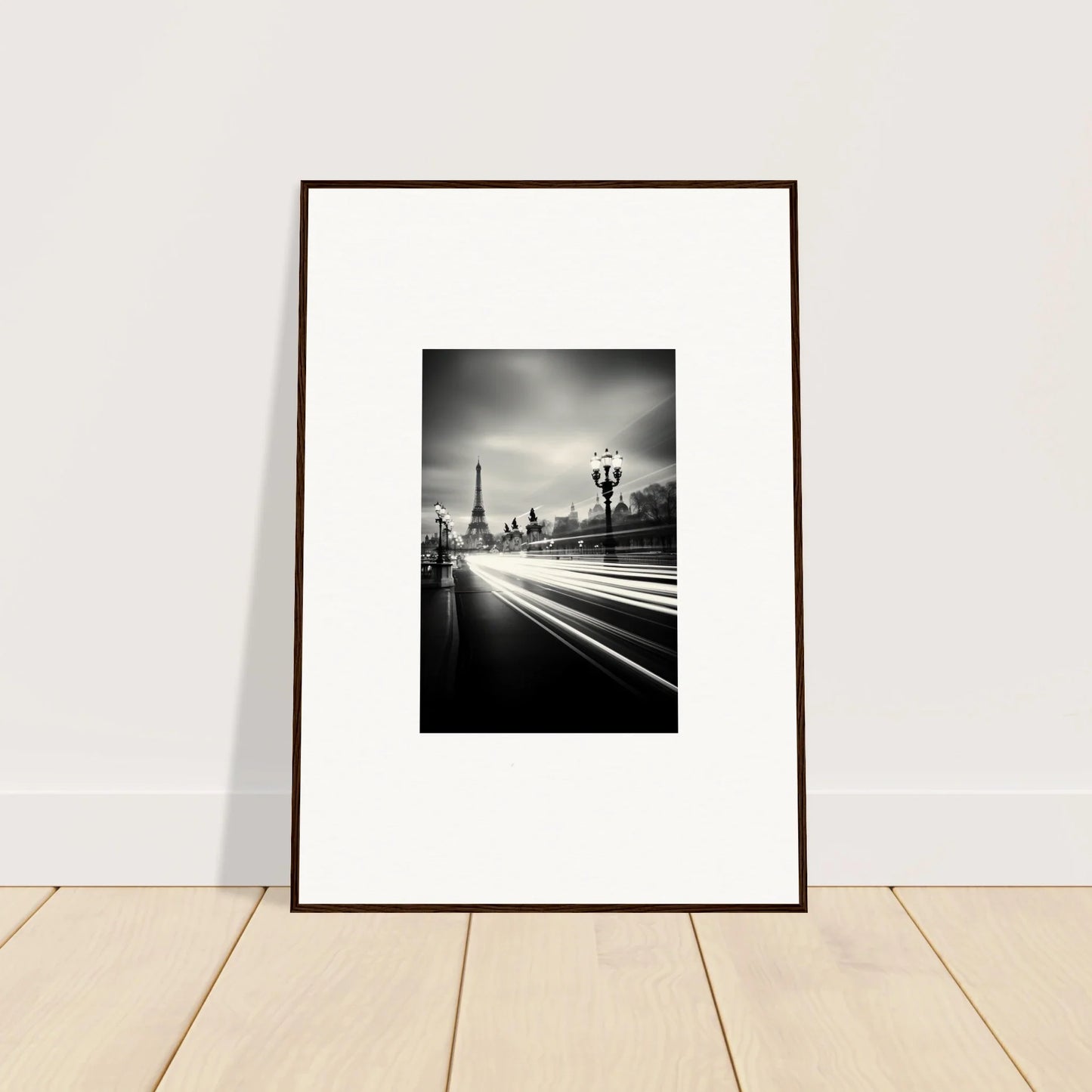 Framed wall art of Eiffel Tower light trails in special edition art design