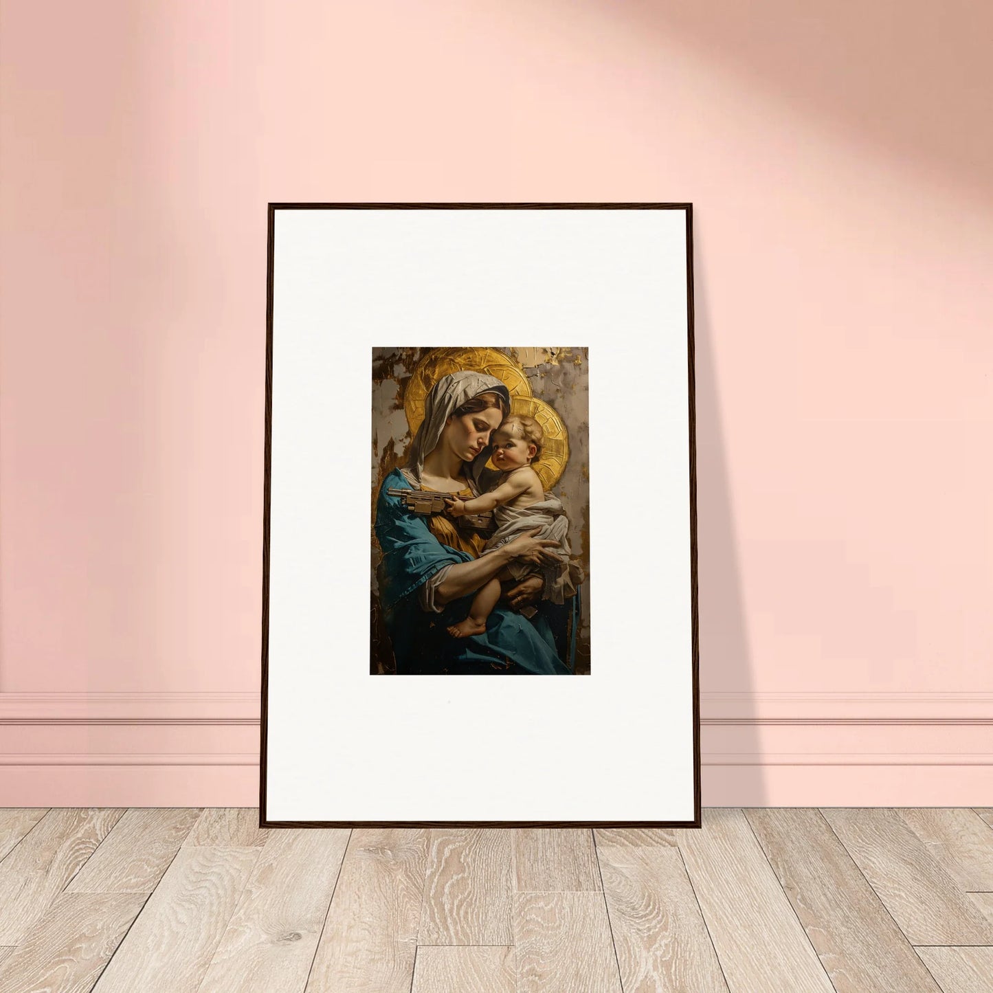 Framed canvas print of a woman with child, perfect wall art for room decoration
