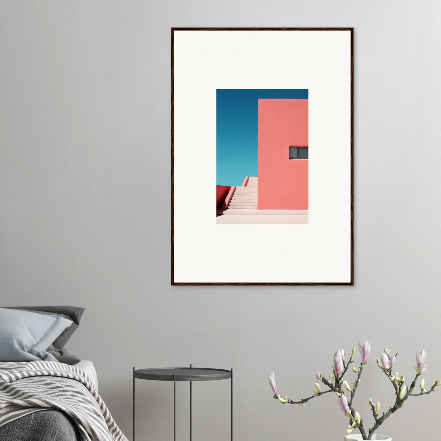 Framed minimalist photo of pink wall and blue sky from Cerulean Dream Ickles