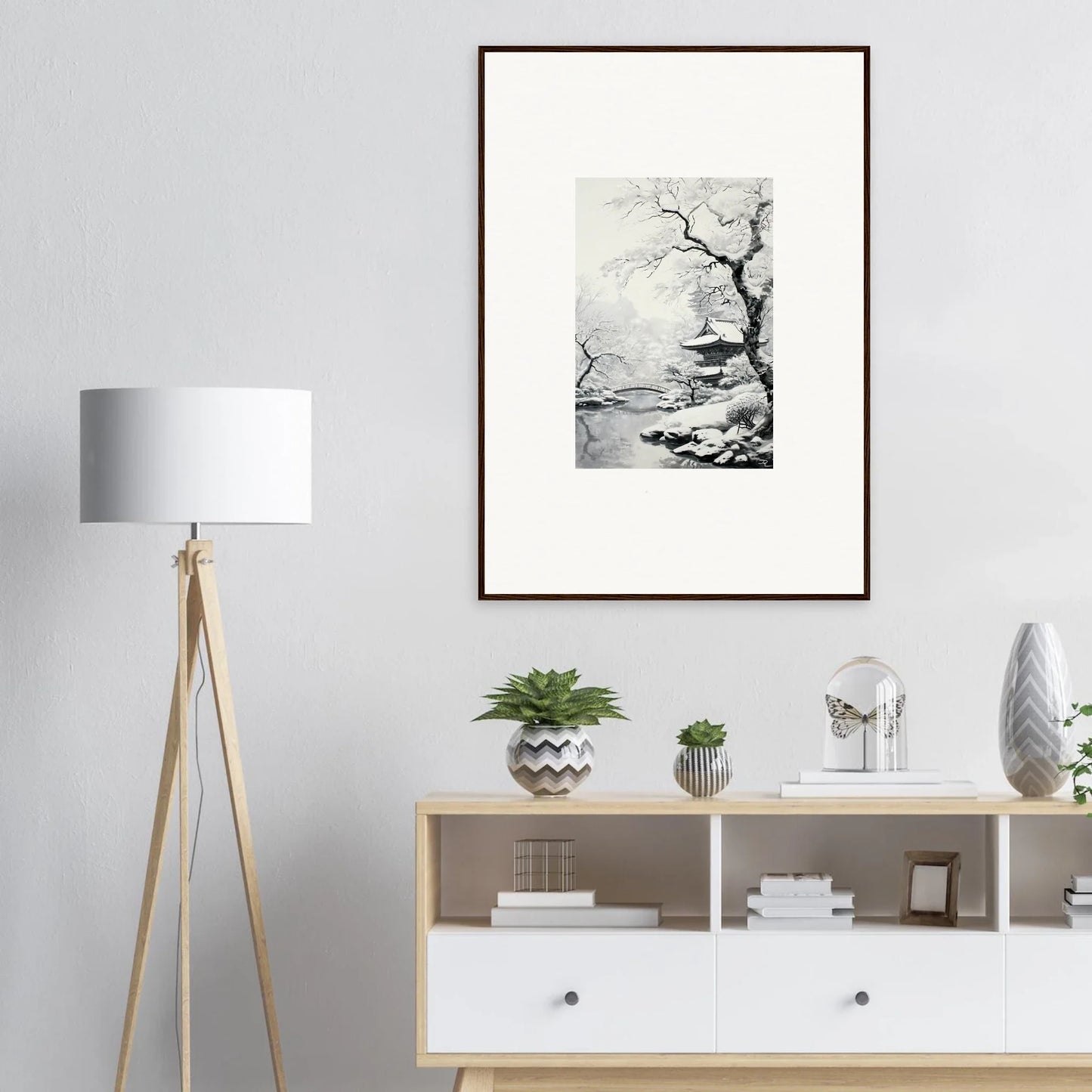 Framed black and white winter tree art for Winter Embrace Whisper special edition