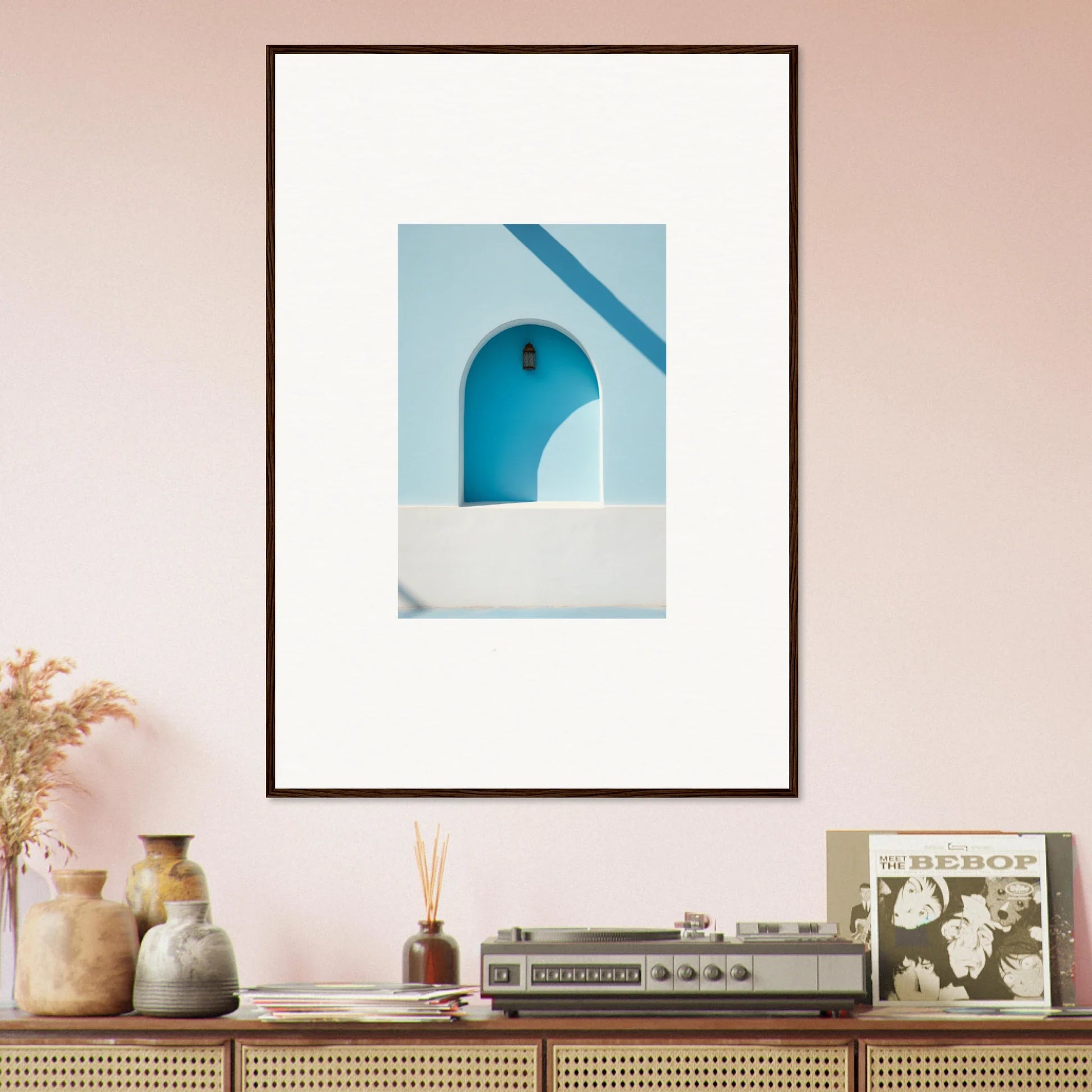Framed wall art of a Mediterranean archway showcasing Elusive Solitude Clarity