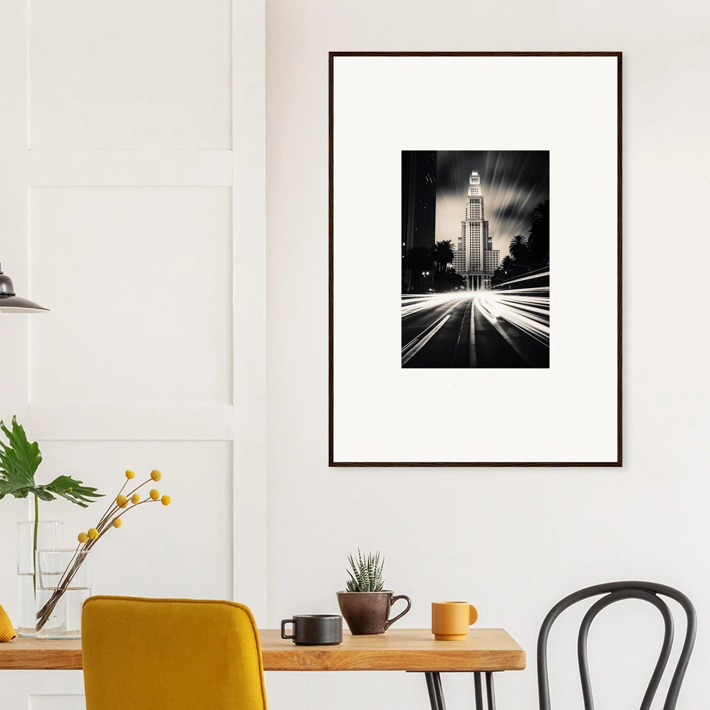 Framed black and white photograph of Empire State Building for Luminescent Metropolis Beacon
