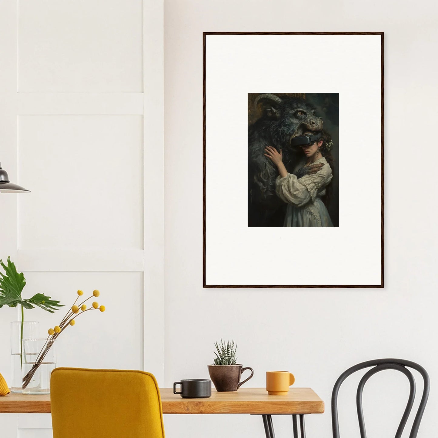 Framed dark classical portrait on a white wall from Love, Reality Monster special edition art™