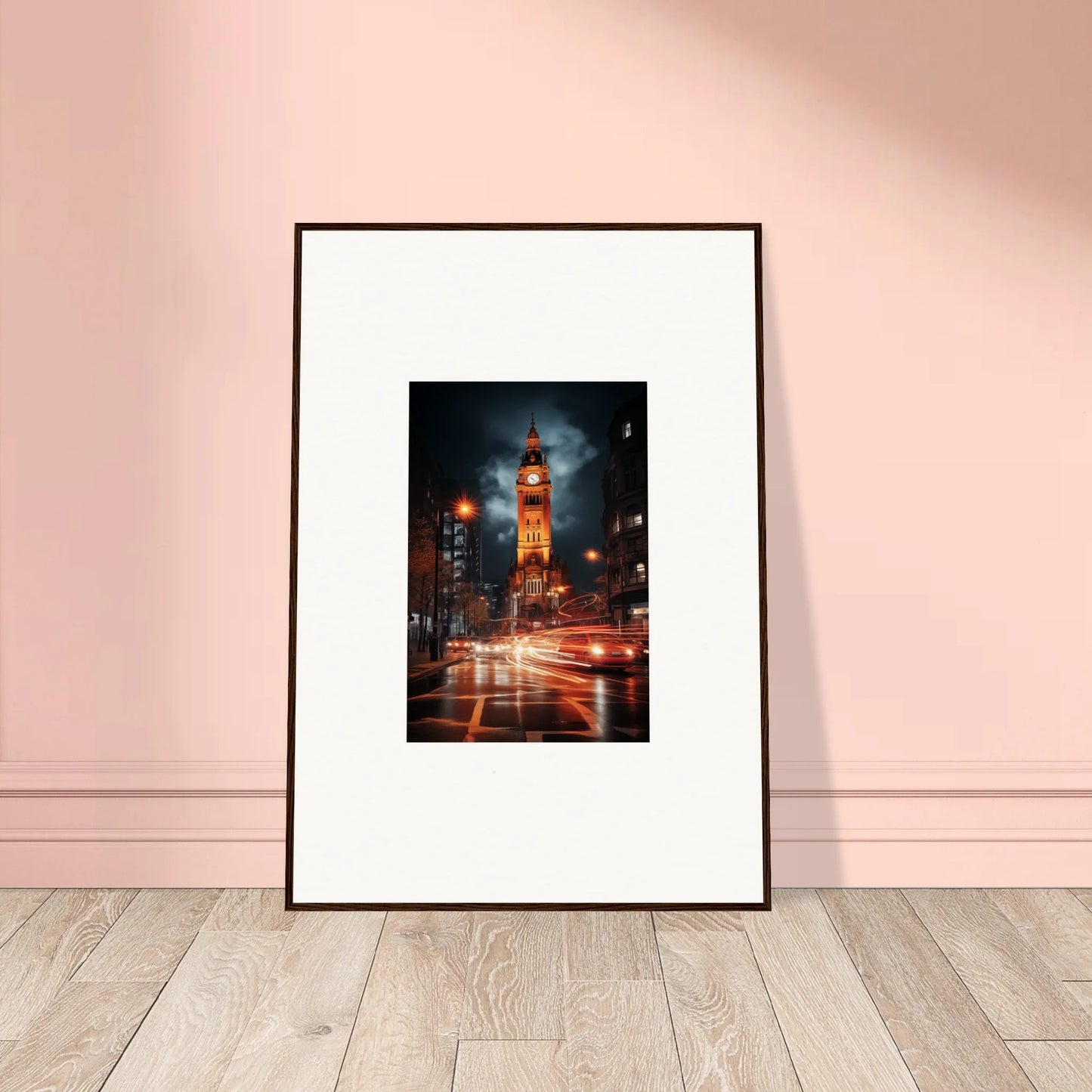 Framed photo of Big Ben at night with light trails, part of Venomous Clocklight Nrtabbat