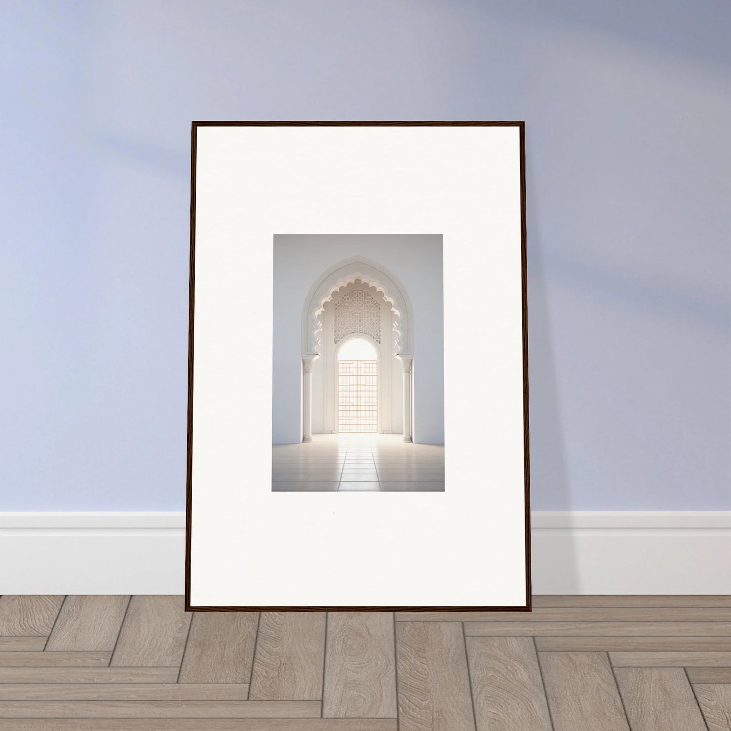 Framed black and white photo of an arched doorway, part of our Threshold Dreamscapes Portal