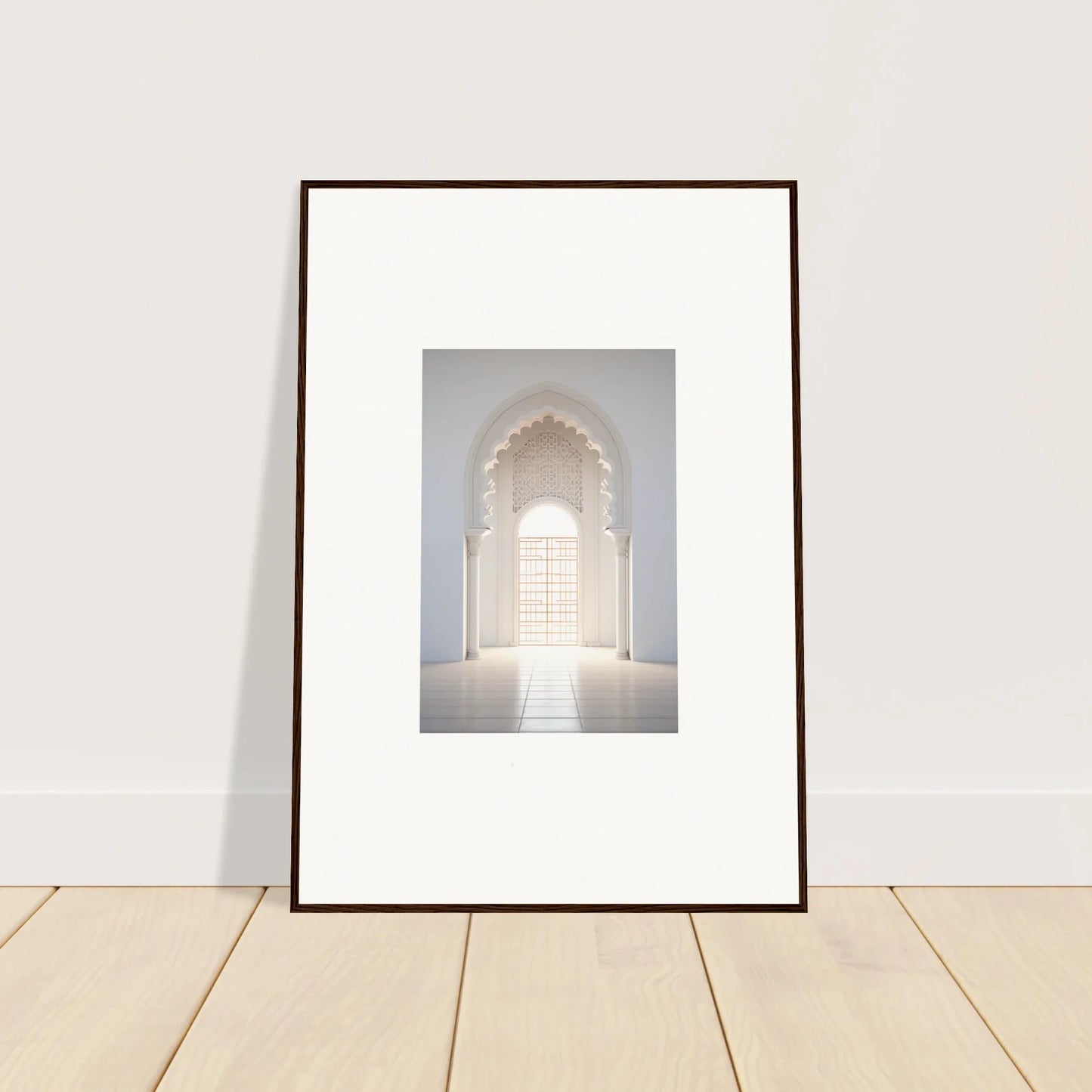 Framed photograph of a white arched doorway with sunlight for Threshold Dreamscapes Portal