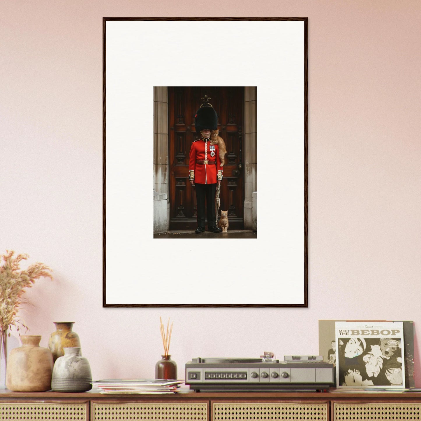 Framed photograph of Queen’s Guard in red uniform for God Save special edition art™
