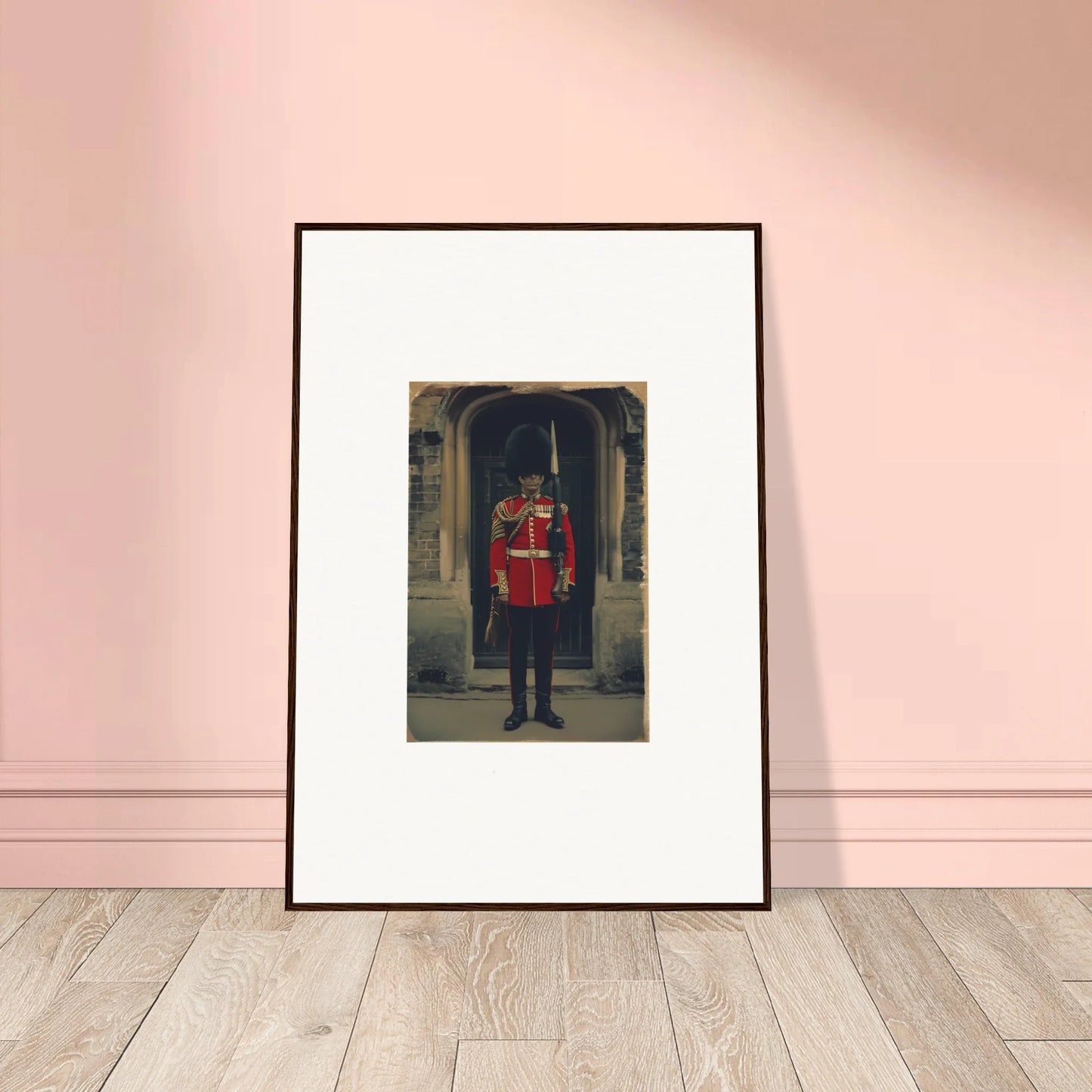 Framed photo of a Queen’s Guard in red uniform for Solstice Brickbeard Visitor art™