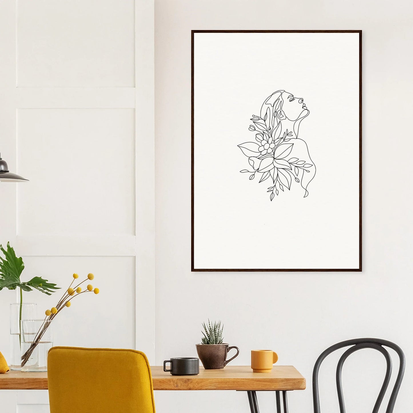 Line drawing profile portrait with floral elements from Ephemeral Botanical Reverie