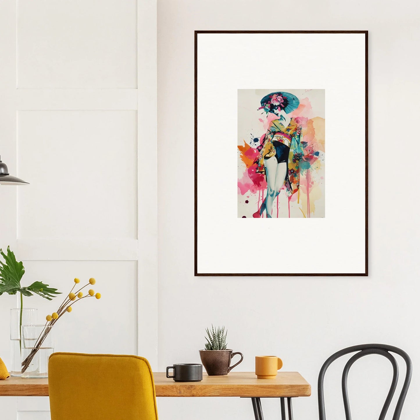 Framed colorful abstract portrait wall art for trendy room decoration in Psychedelic Elegance
