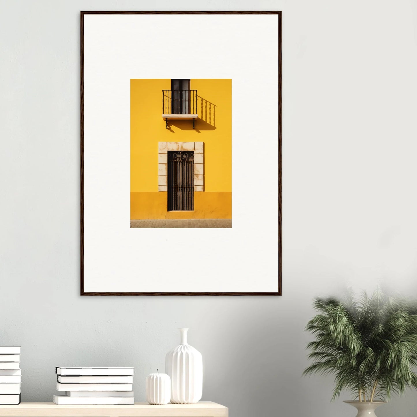 Framed art of a bright yellow building from the Sun Custard Symphonies special edition