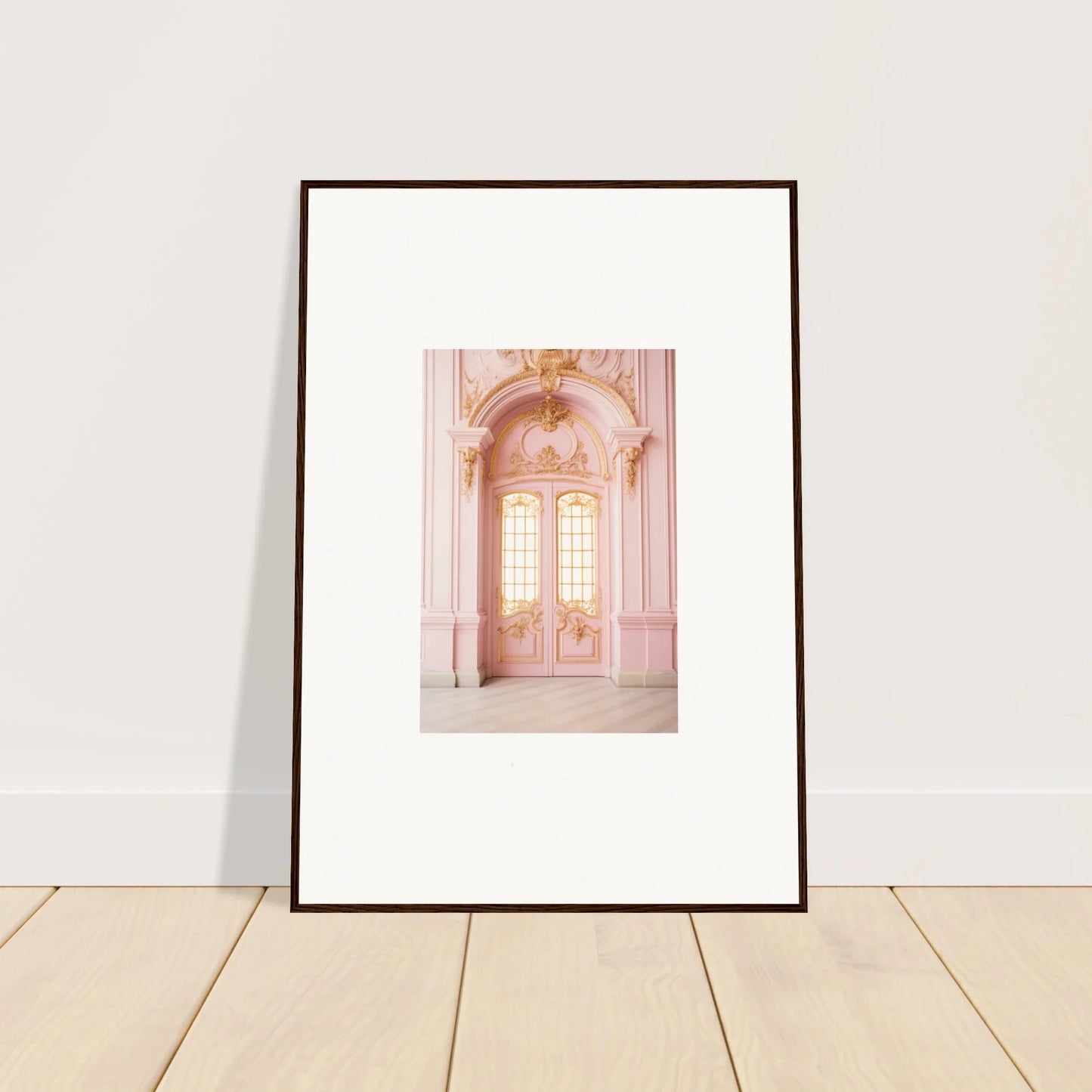 Framed wall art of an ornate pink doorway from Ethereal Rose Haven special edition art