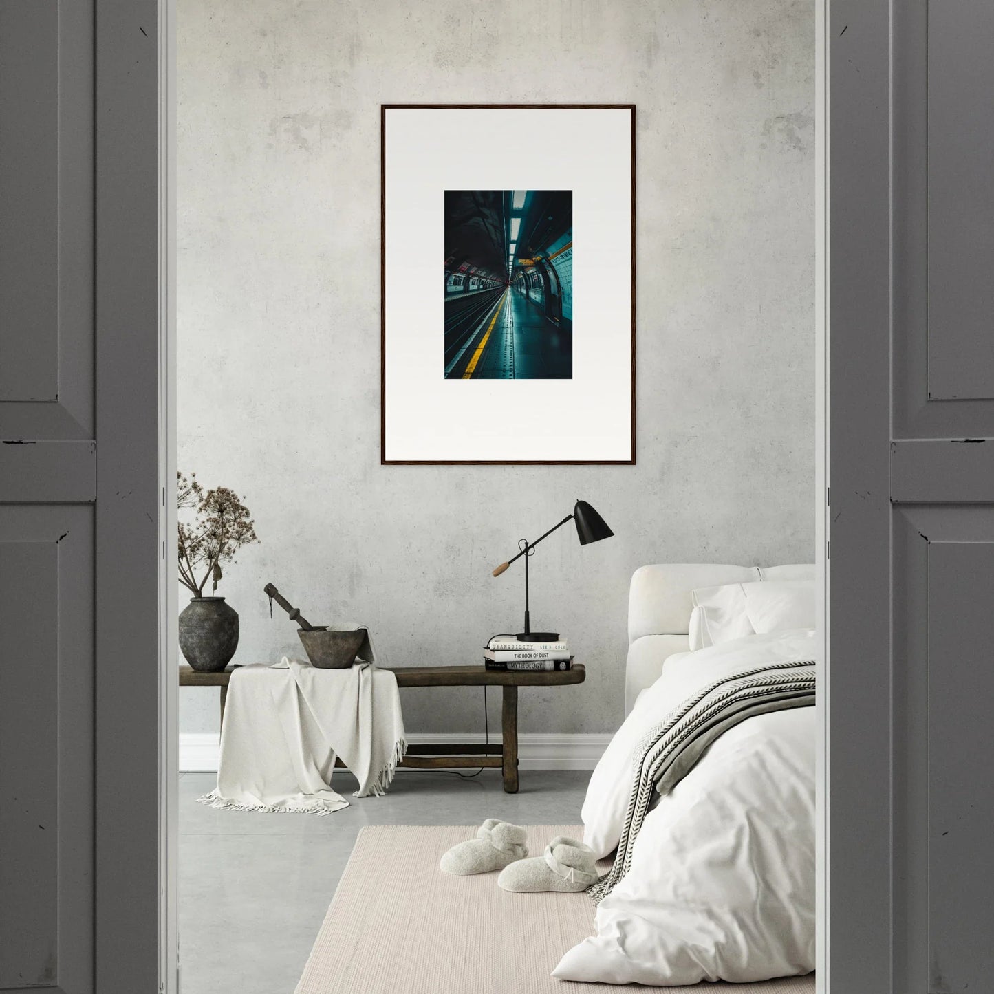 Framed photograph of a turquoise subway tunnel for Portal Echo Anatomy special edition art™