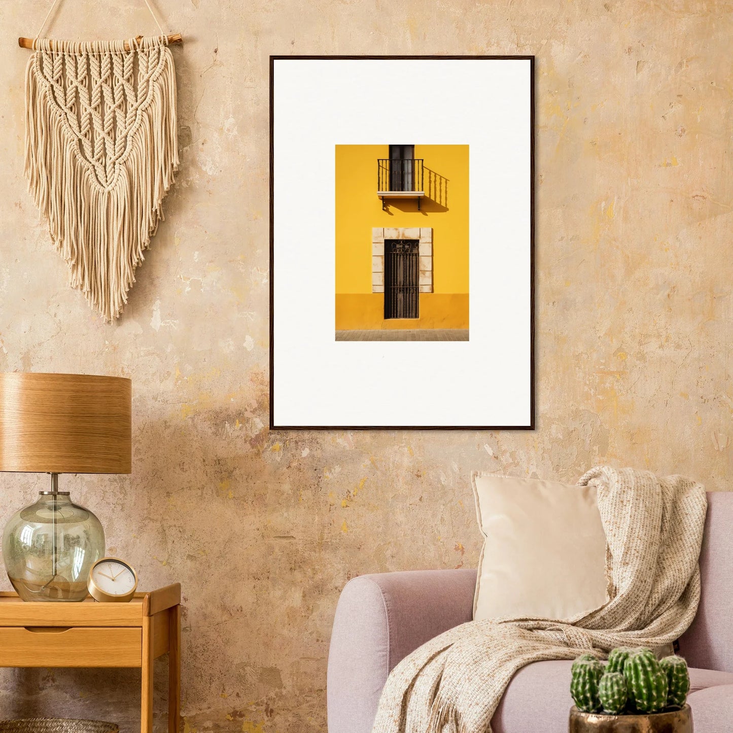 Framed photo of a yellow building, part of the Sun Custard Symphonies collection